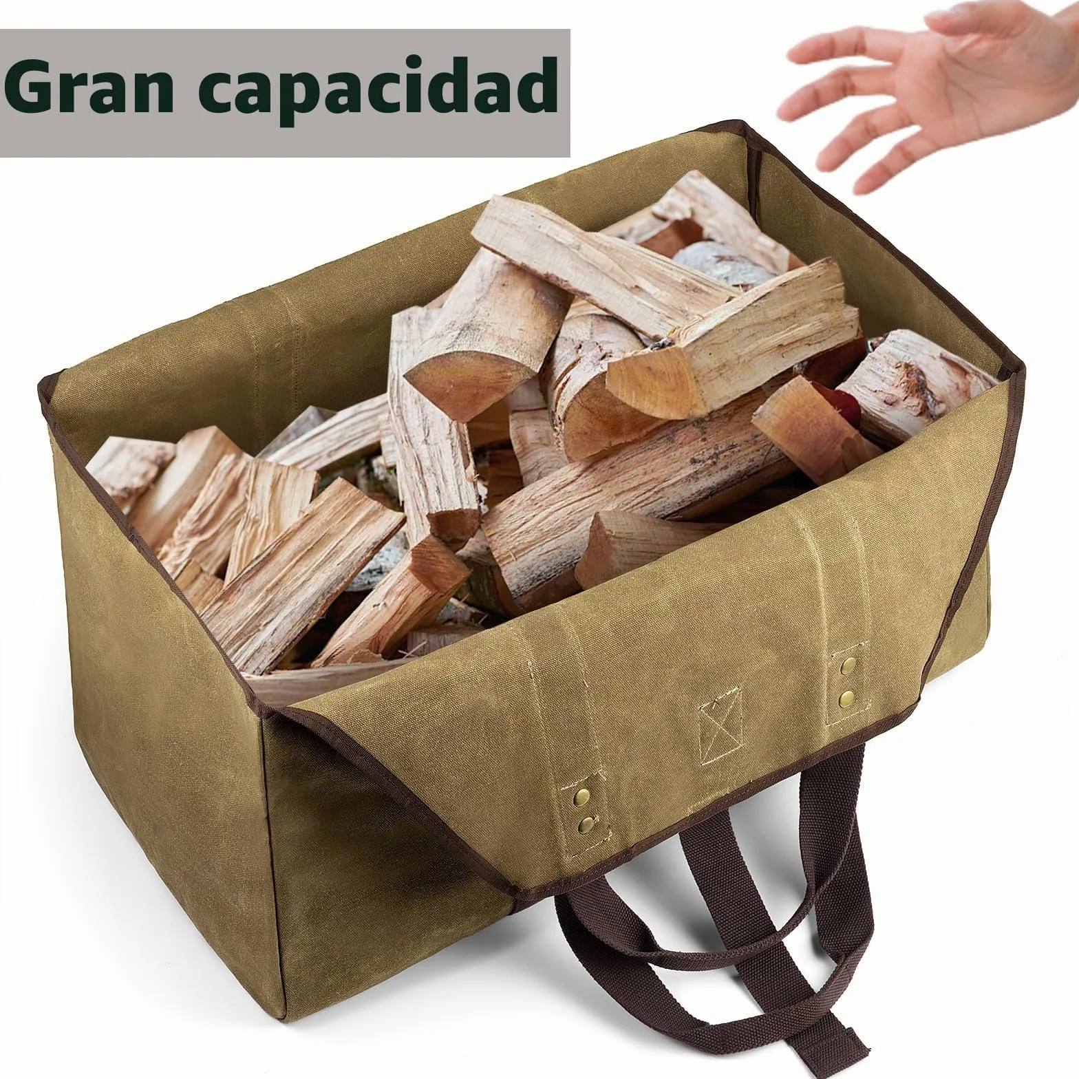 BONTHEE Cesta para leña Extragrande de Lona con 2 Asas