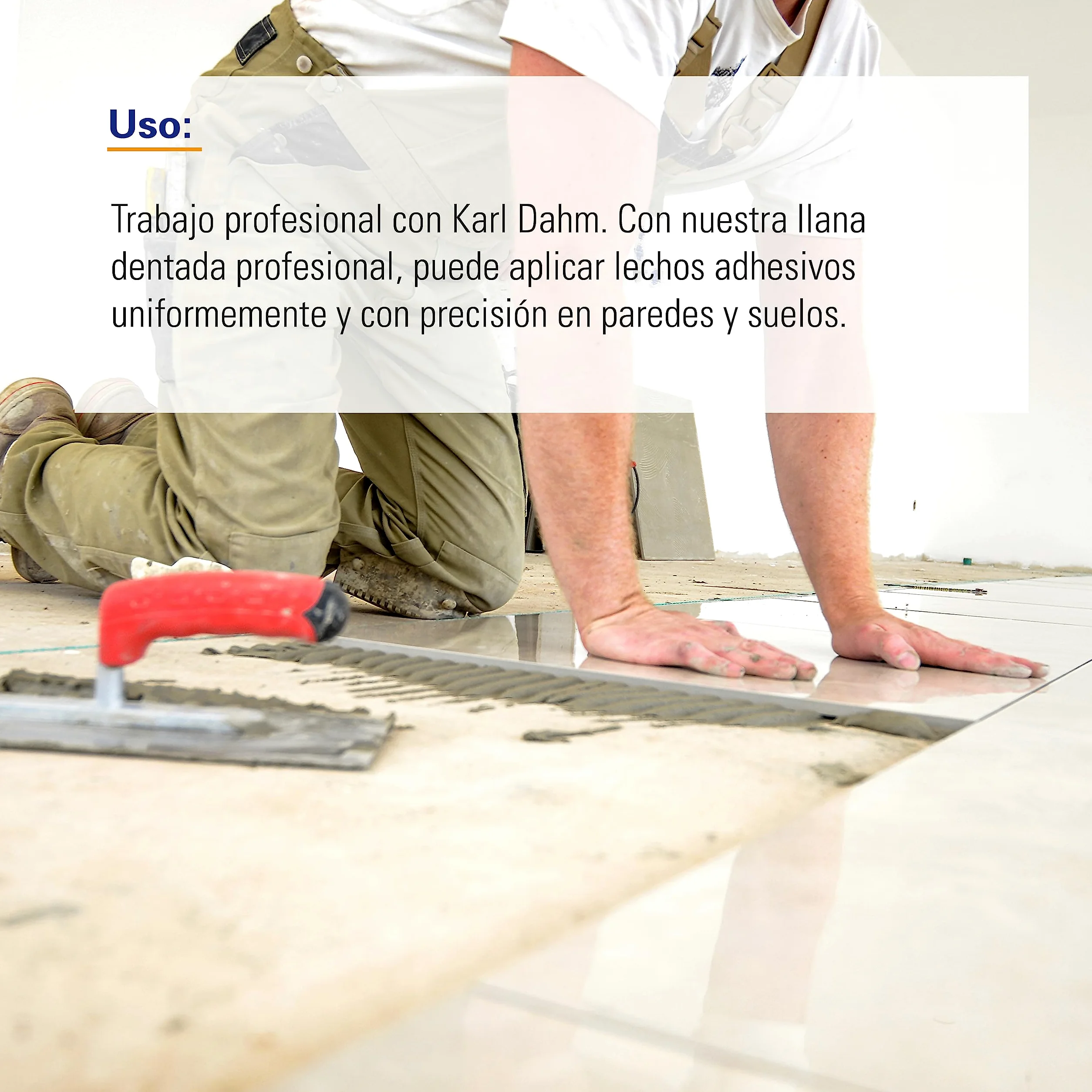 Karl Dahm Llana Dentada de Mango Suave 20mm I Llana para Baldosas Acero Inoxidable con Muescas 20mm I Empuñadura Blanda y Ergonómica para Fácil Aplicación de Adhesivos, Herramienta Profesional – 11653