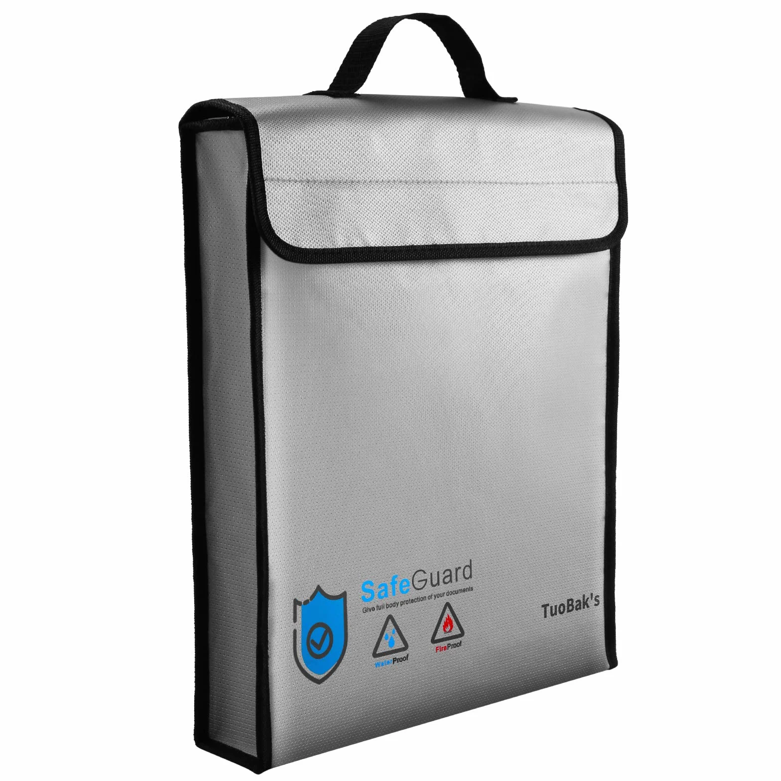 TuoBak's Bolsa ignífuga para documentos, gran capacidad, con revestimiento de silicona sólida, soporte ignífugo para documentos de 15.8 x 12.6 x 3.1 pulgadas con cierre de cremallera para documentos y
