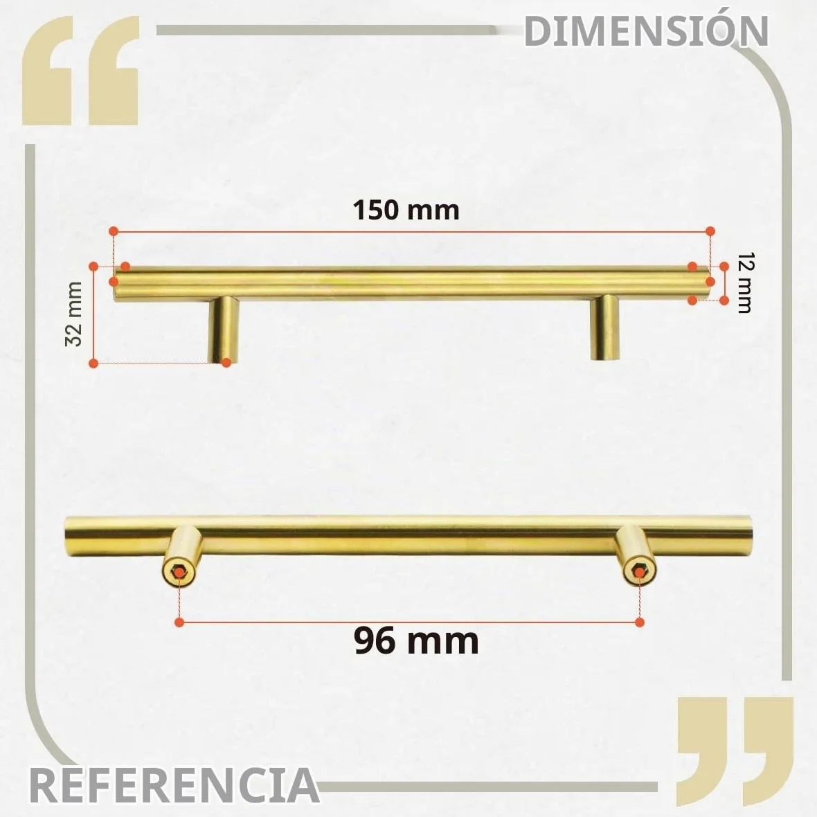 Bwintech 24 Piezas 150MM (96MM Agujero Central) Tiradores Dorados para Tiradores de Cocina, Acero Inoxidable, Ideal para Gabinete, Cajón, Armario