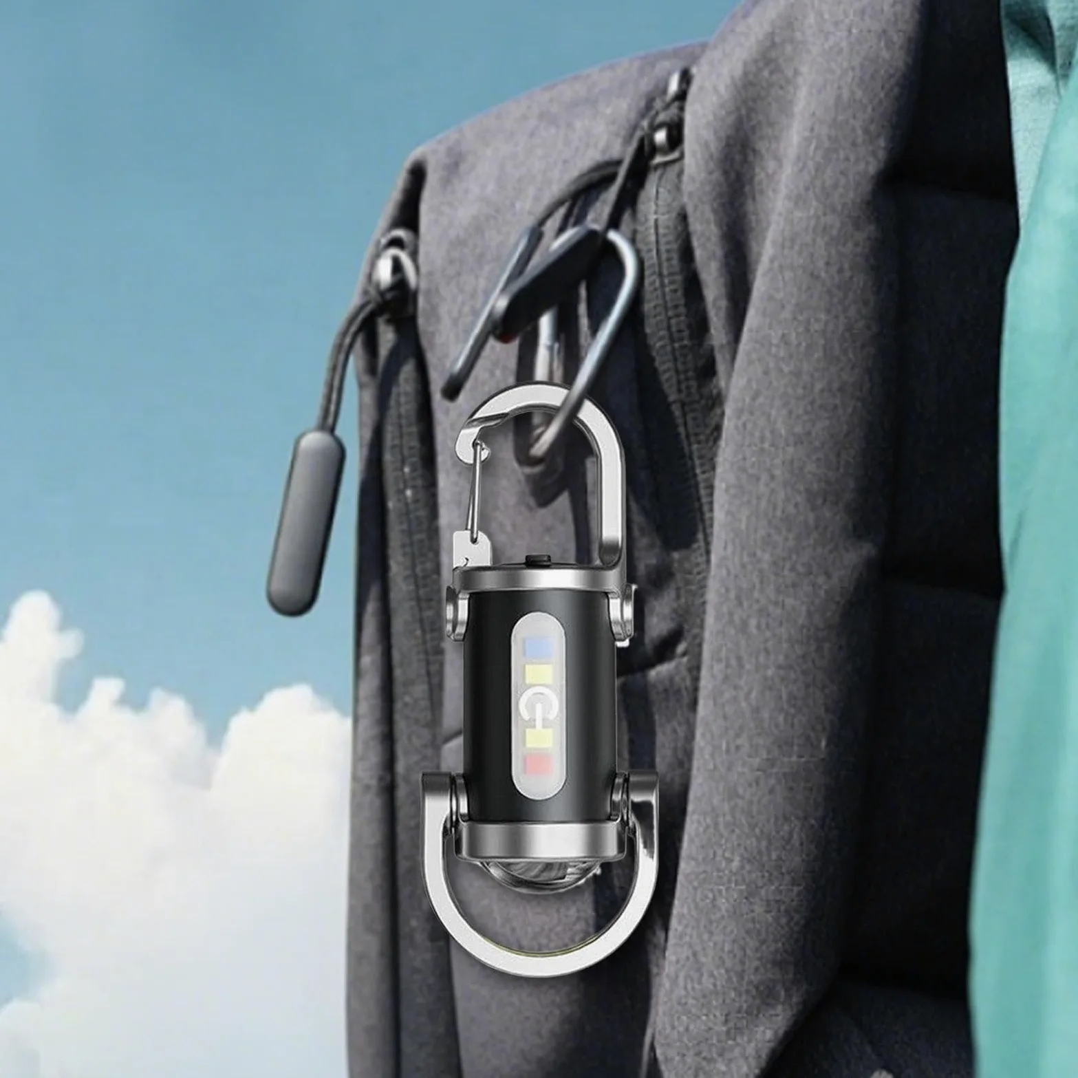 Mini llavero 2 en 1, linterna recargable con luz lateral y cargador de teléfono, linterna portátil pequeña de carga USB, ligera para situaciones de emergencia de camping al aire libre