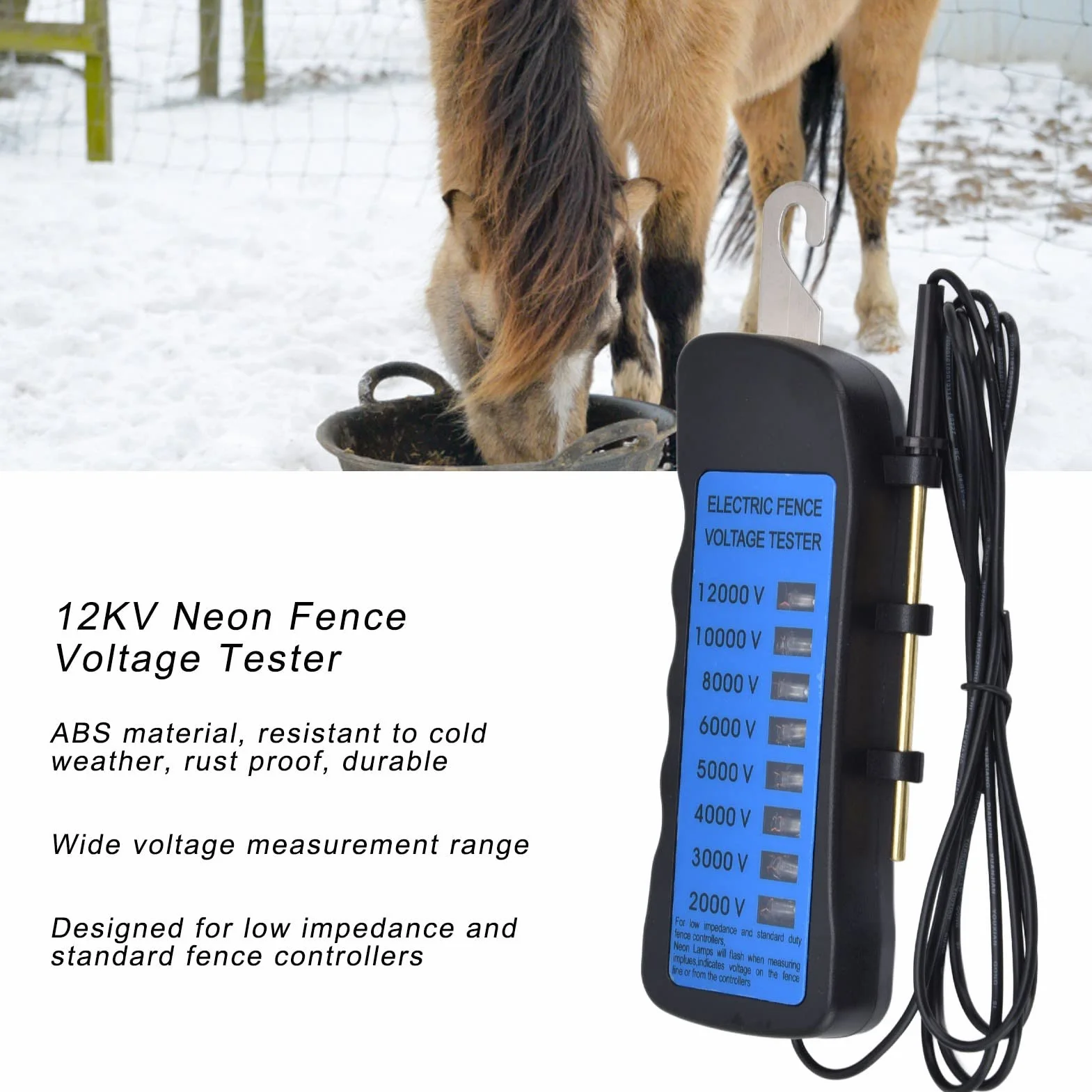 Probadortaje De La Cerca Eléctrica, 12Kv Neón Valla taje, 2000 A 12000 V Luces Indicadoras Prueba Agua Probador para Granja Inicio Jardines Ganadería