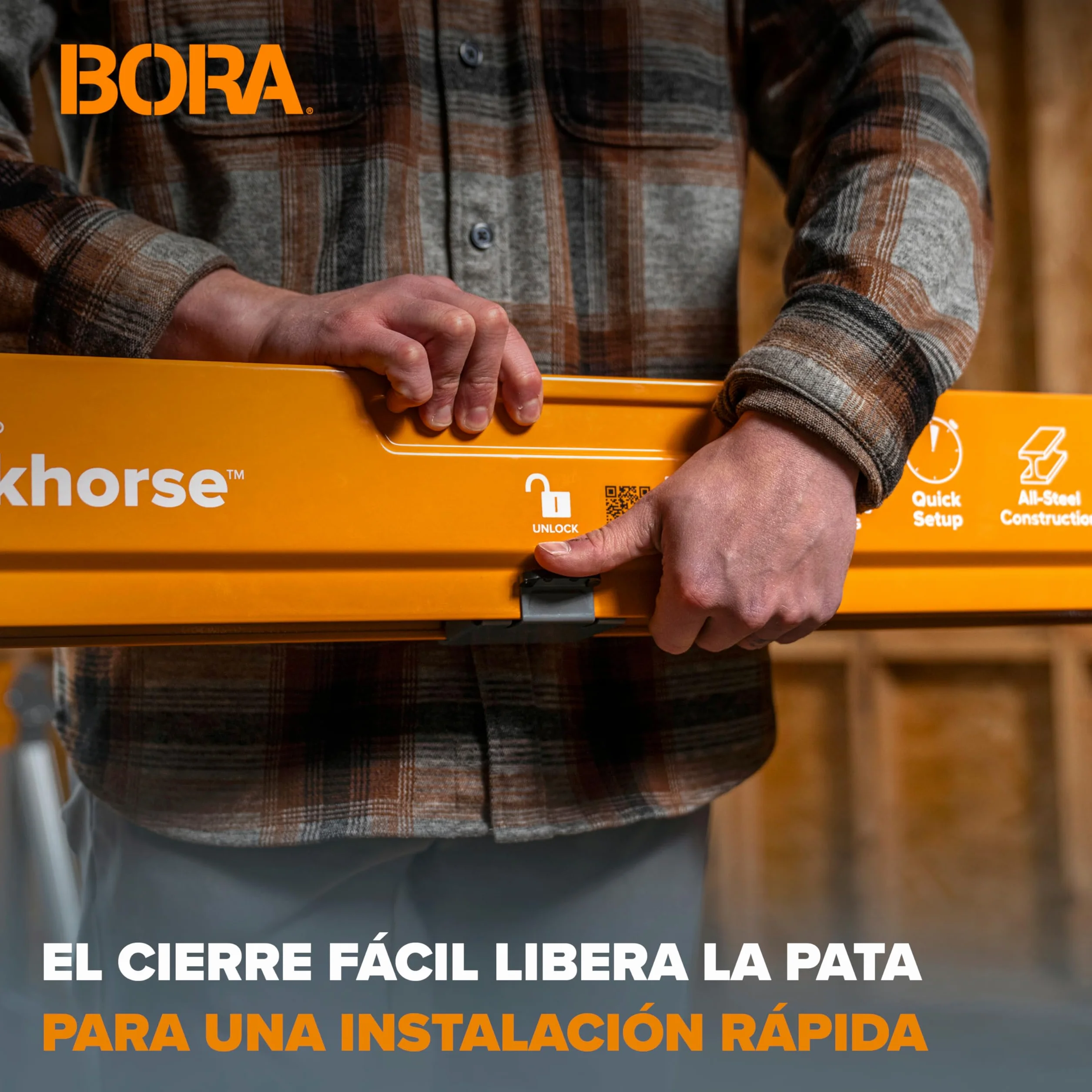 Bora Workhorse XT Juego de 2 Caballetes de Sierra Plegables Altura Ajustable Resistentes para Contratistas
