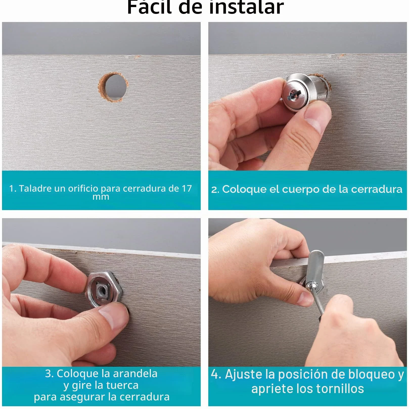 Cerradura de Seguridad para Buzón 16mm 6 Piezas, Bloqueo de Leva con Llaves para Armario Taquillas