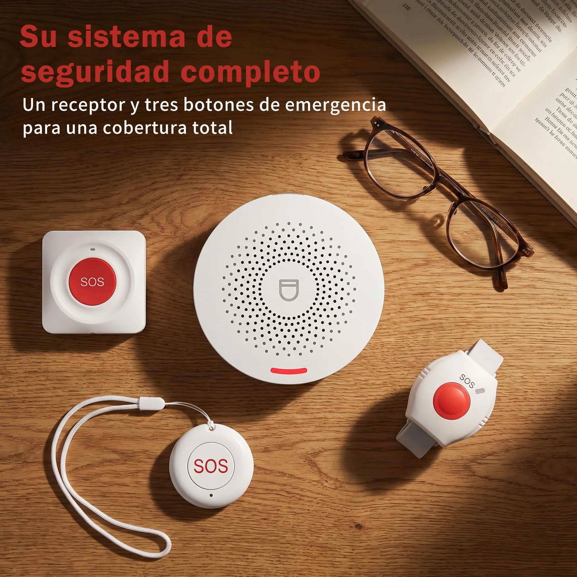 Pulsera con Botón de Emergencia para Ancianos con WiFi, Avisador Personas Mayores sin Suscripción, IP55 Impermeable, Alarma 85 dB, Notificaciones por App y Volumen Ajustable (Kit de 4)