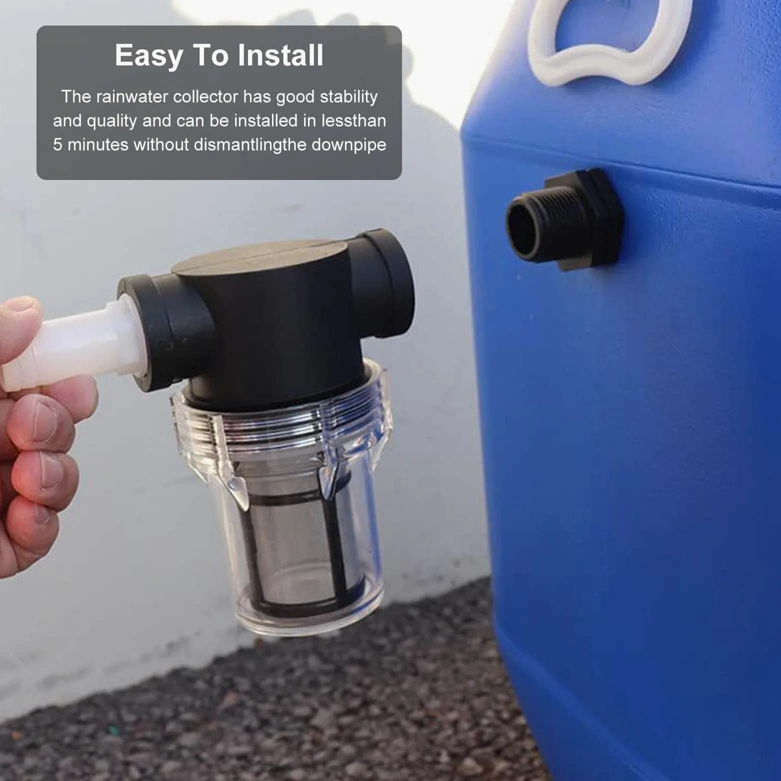 Colector de Lluvia para Bajantes de 70-100 mm, Colector de Agua de Lluvia con Filtro para Techos de hasta 80 m², Juego de Conectores para Barril de Lluvia, Colector de Lluvia