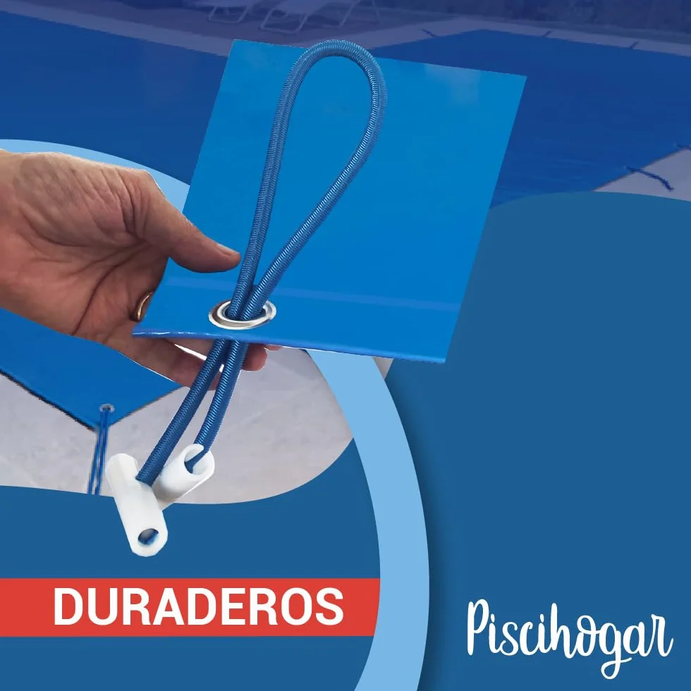 PisciHogar Pack 20 und. Tensores Lona de Piscina. Goma elástica de Gran Resistencia para el cobertor de Invierno. Regulables.