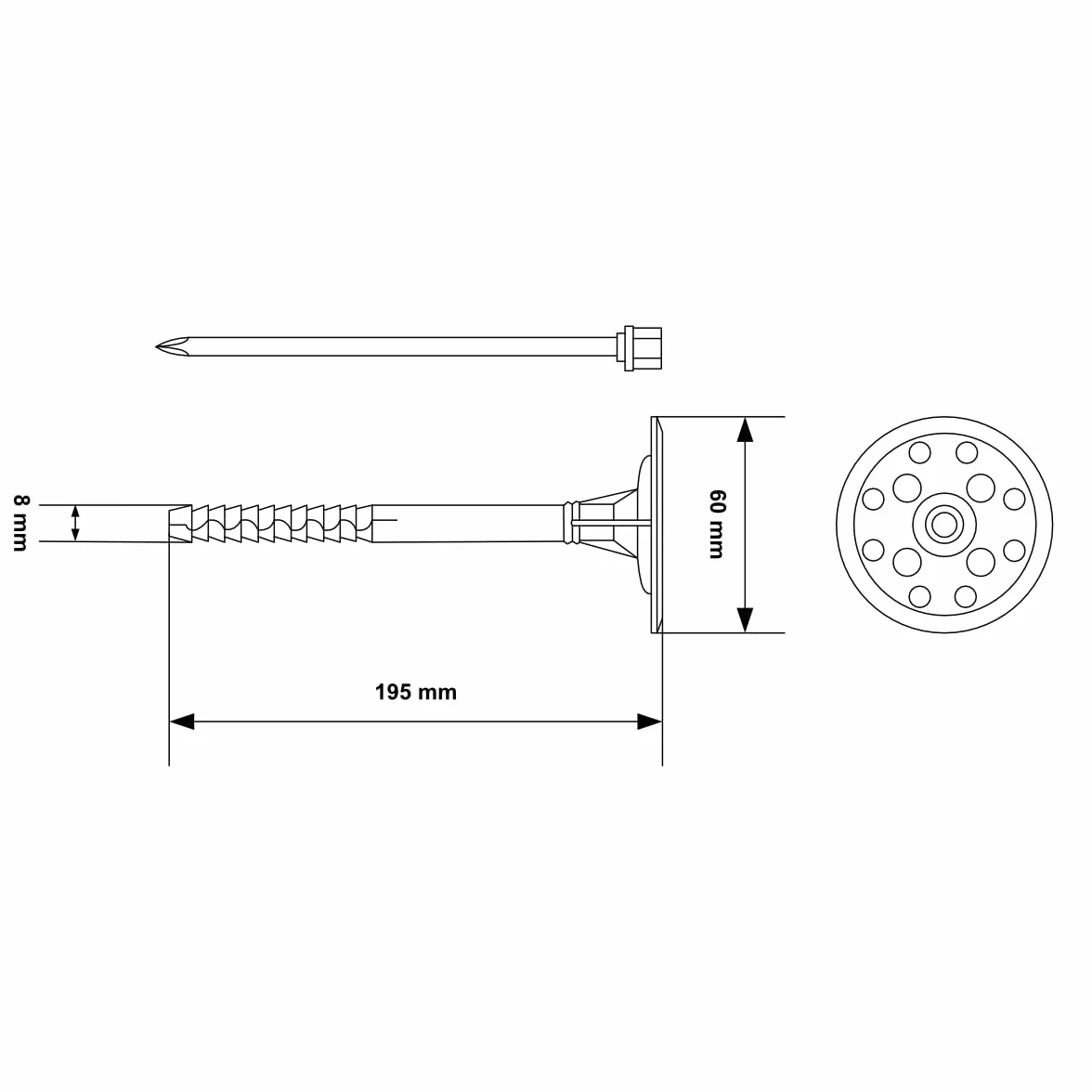 KLIMAS 200 tacos LTX 8 x 195 mm, aislamiento WDVS