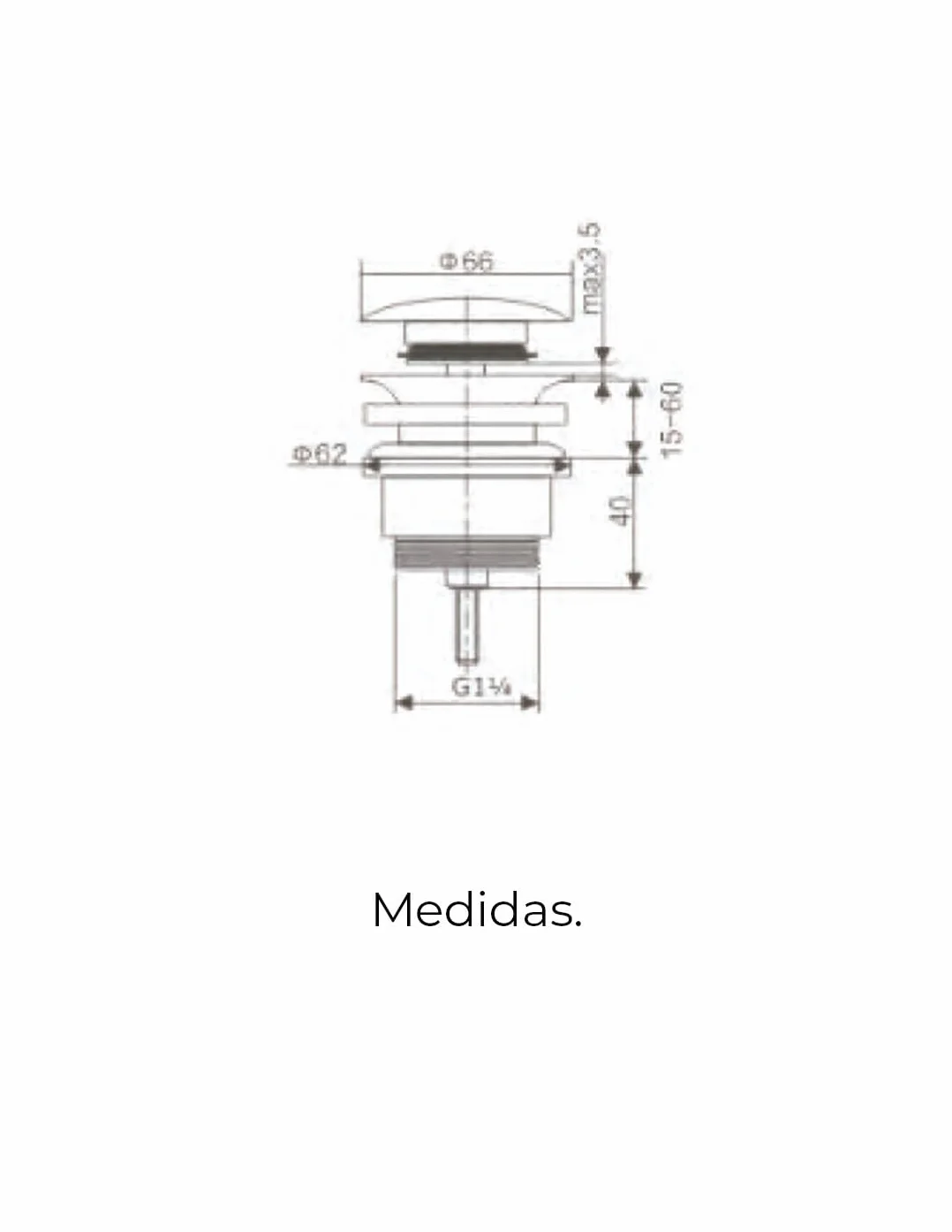 Mice - Valvula de Click Clack Apta para lavabos y bides Fácil instalación Tapones de Desagüe Lavabo, Universal con o sin Rebosadero, Pop-Up Oro Cepillado-VCC014
