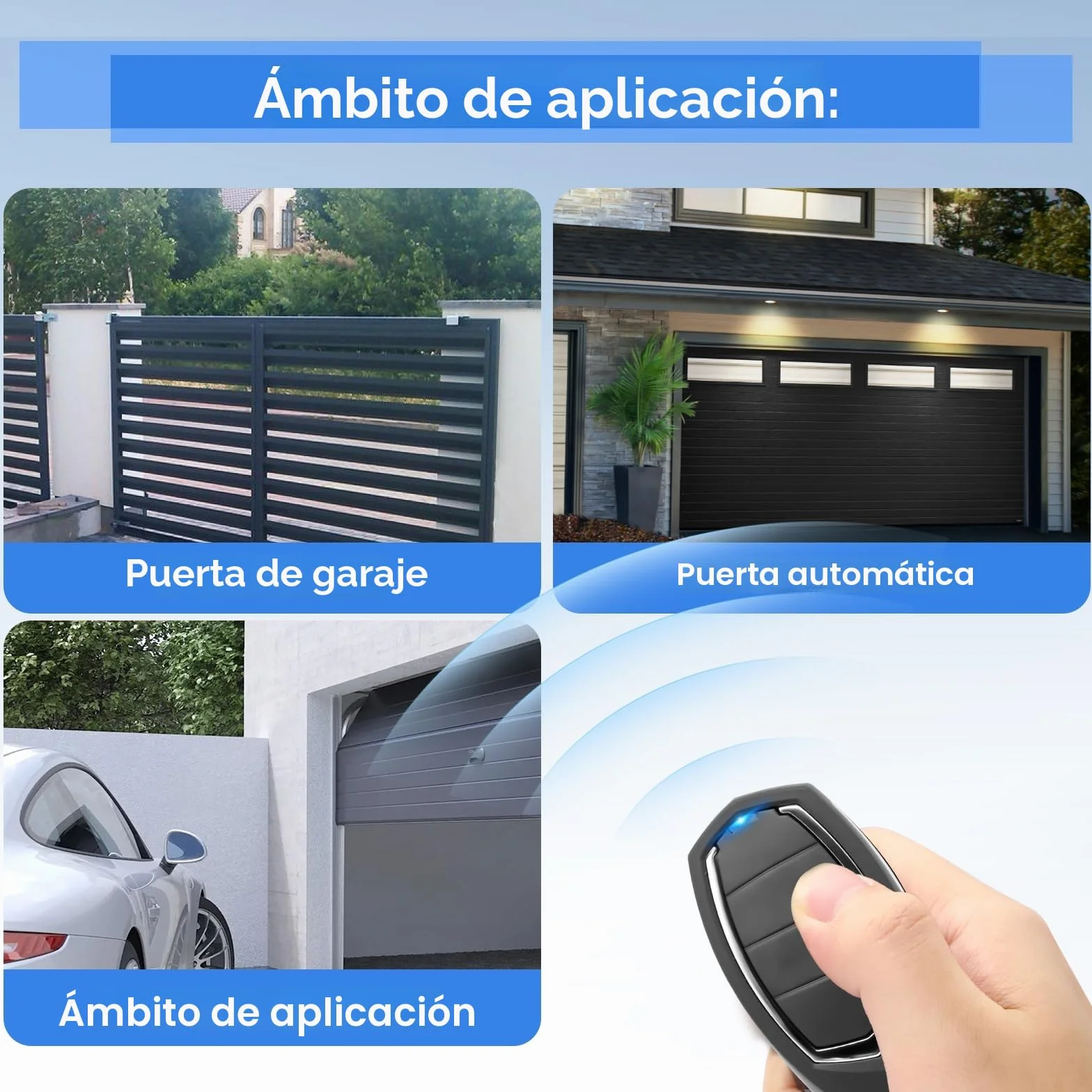 433,92MHz Mando Garaje Universal,3 Unidades de Mando a Distancia para MOTORLINE Falk MX4SP MXS4SP MX5SP RCM DSM,4 Canales Clonador Mando Garaje Inalámbrico