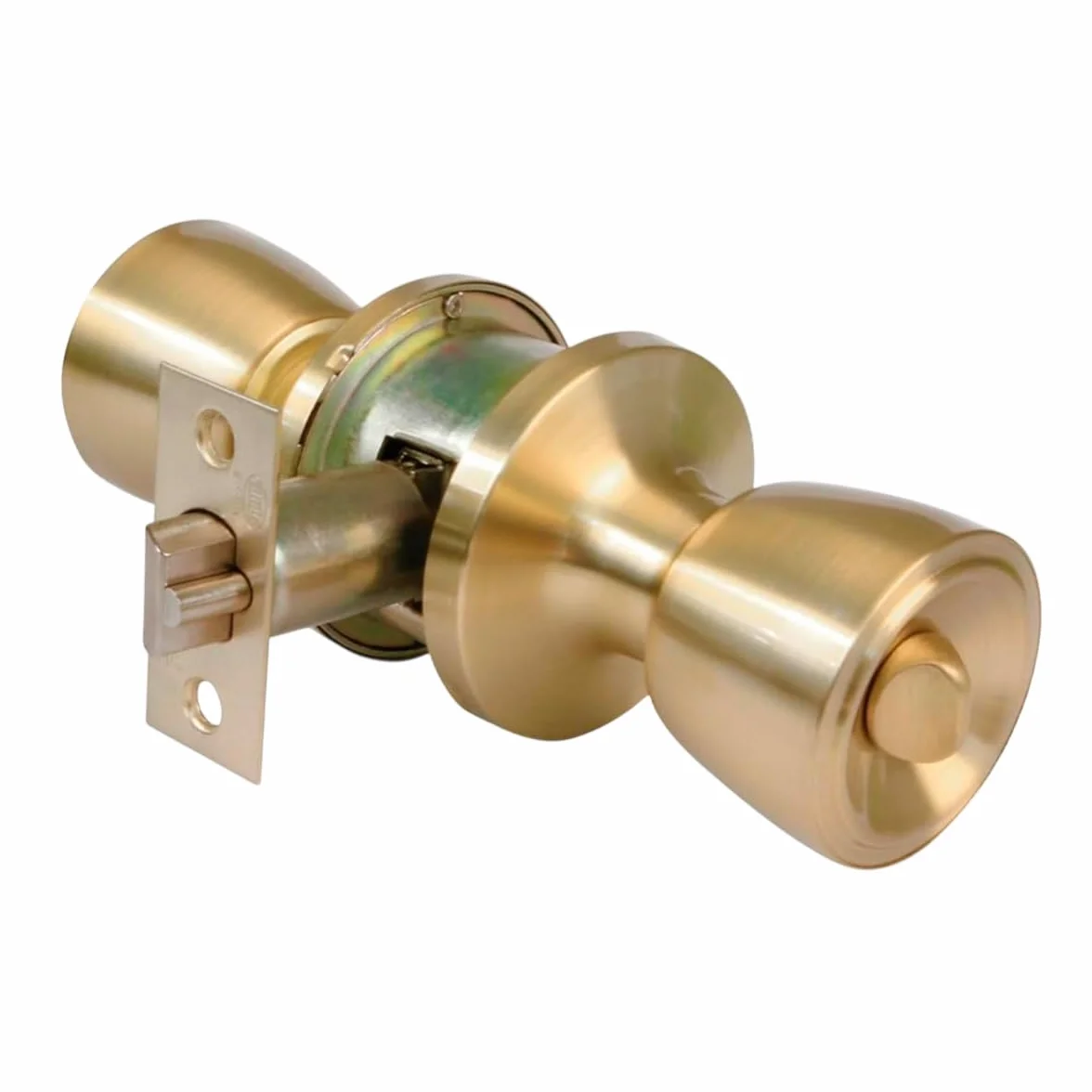 Amig - Juego de Pomos para Puerta de Entrada Interior - Para Puertas de Madera 35‑45 mm - Picaporte 60/70 mm con Condena Interior - Instalación con Agujero Ø54 - Latón Mate - Mod. 600