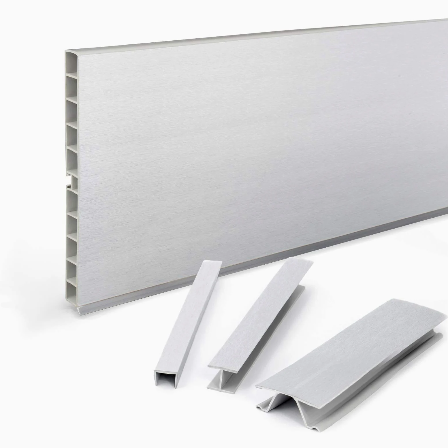 DQ-PP Zócalo de Aluminio Cepillado y Plástico para Cocina Empotrada - 1,5 m, 150 mm - Rodapiés y Perfil de Zócalo