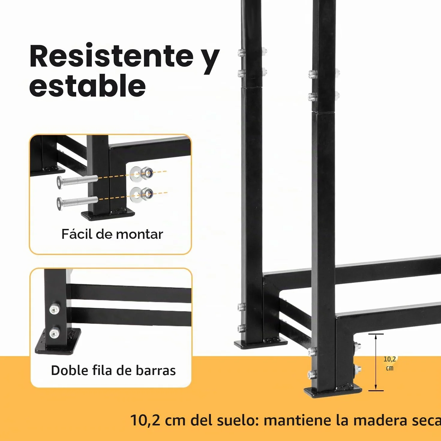 NALONE Estante de leña para exteriores con cubierta y bolsa de transporte, estante de soporte cuadrado resistente con cubierta impermeable para chimeneas, hogueras (Negro 4FT)