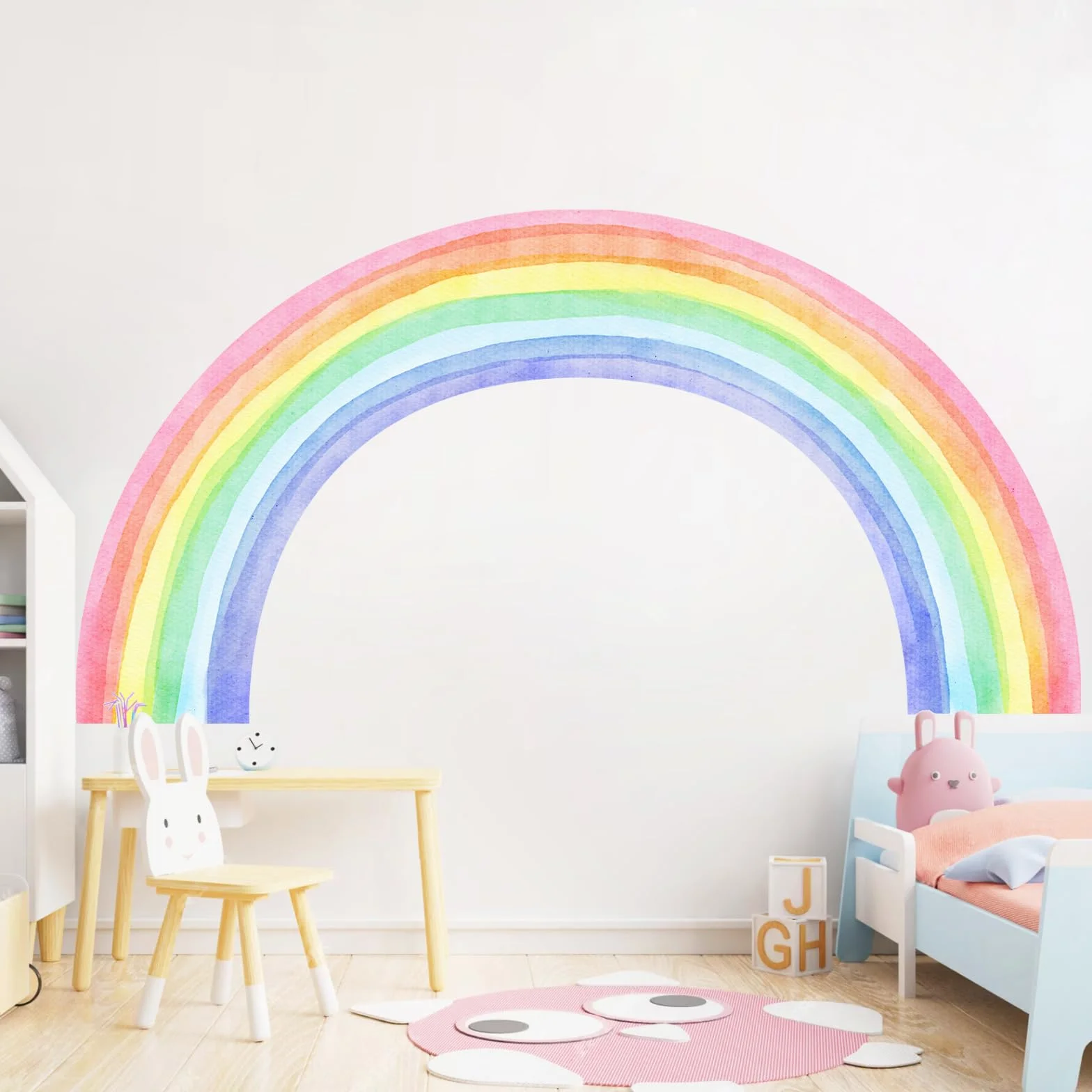 Supzone Pegatinas de Pared Arco Iris 210x108CM Grande Vinilos Decorativos Mural de Acuarela Adhesivos Pared para Dormitorio Niños Guardería Sala de Estar Sala de Juegos