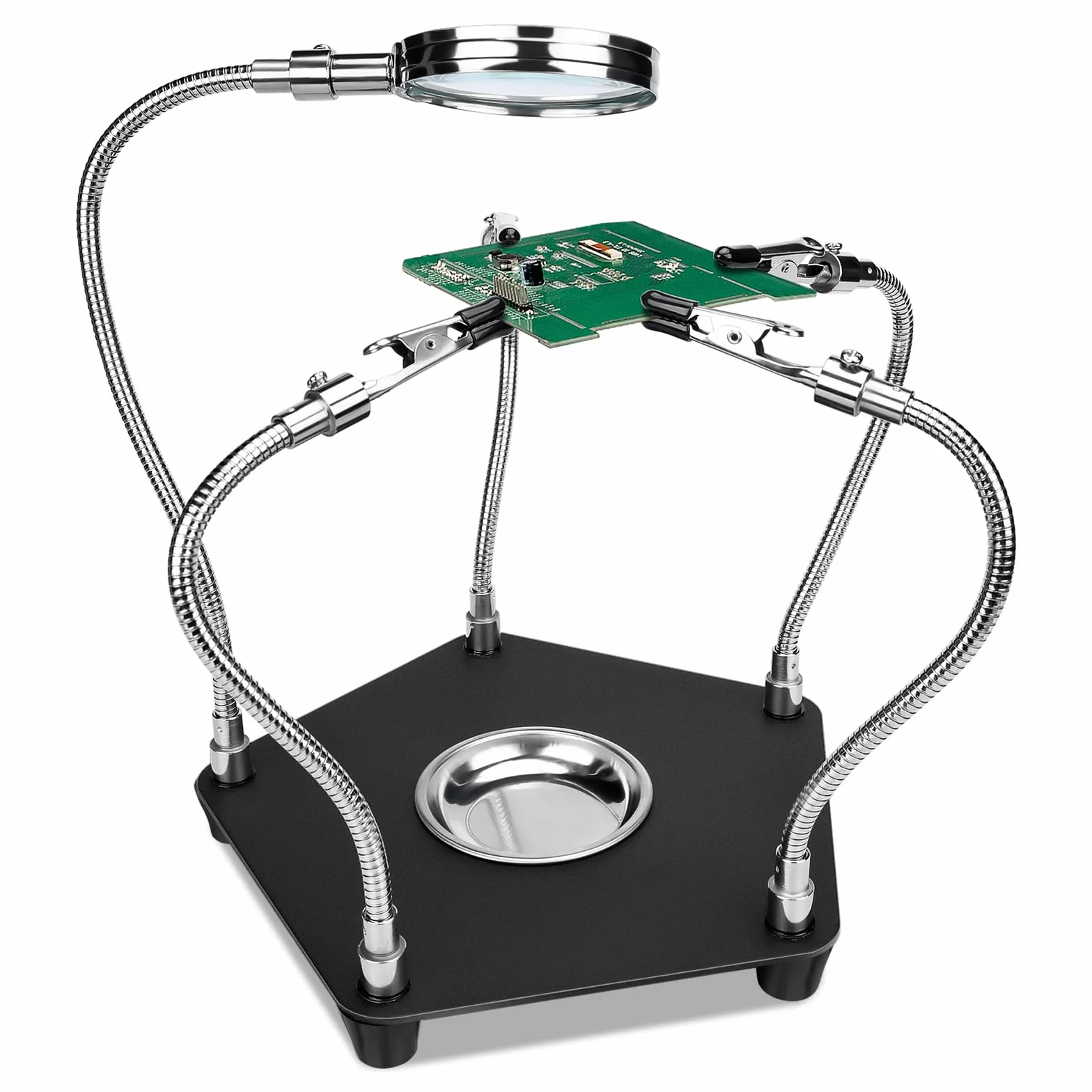 Lytool Soporte para Soldar con 3X Lupa, Tercera Mano Soldadura con 4 Piezas Pinzas de Cocodrilo Soldadura Herramienta para Soldar y Hacer Joyas