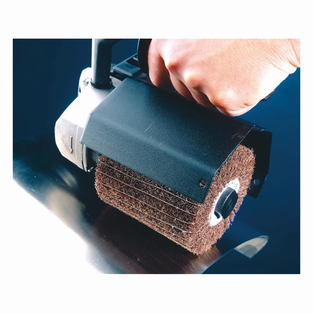 Pferd Rodillo Vellón Pnl-W 100 x 100 millimeters, Agujero 19 millimeters, Grano Corindón A 100, para Acabado Mate de Metales en Satinadora de Rodillos