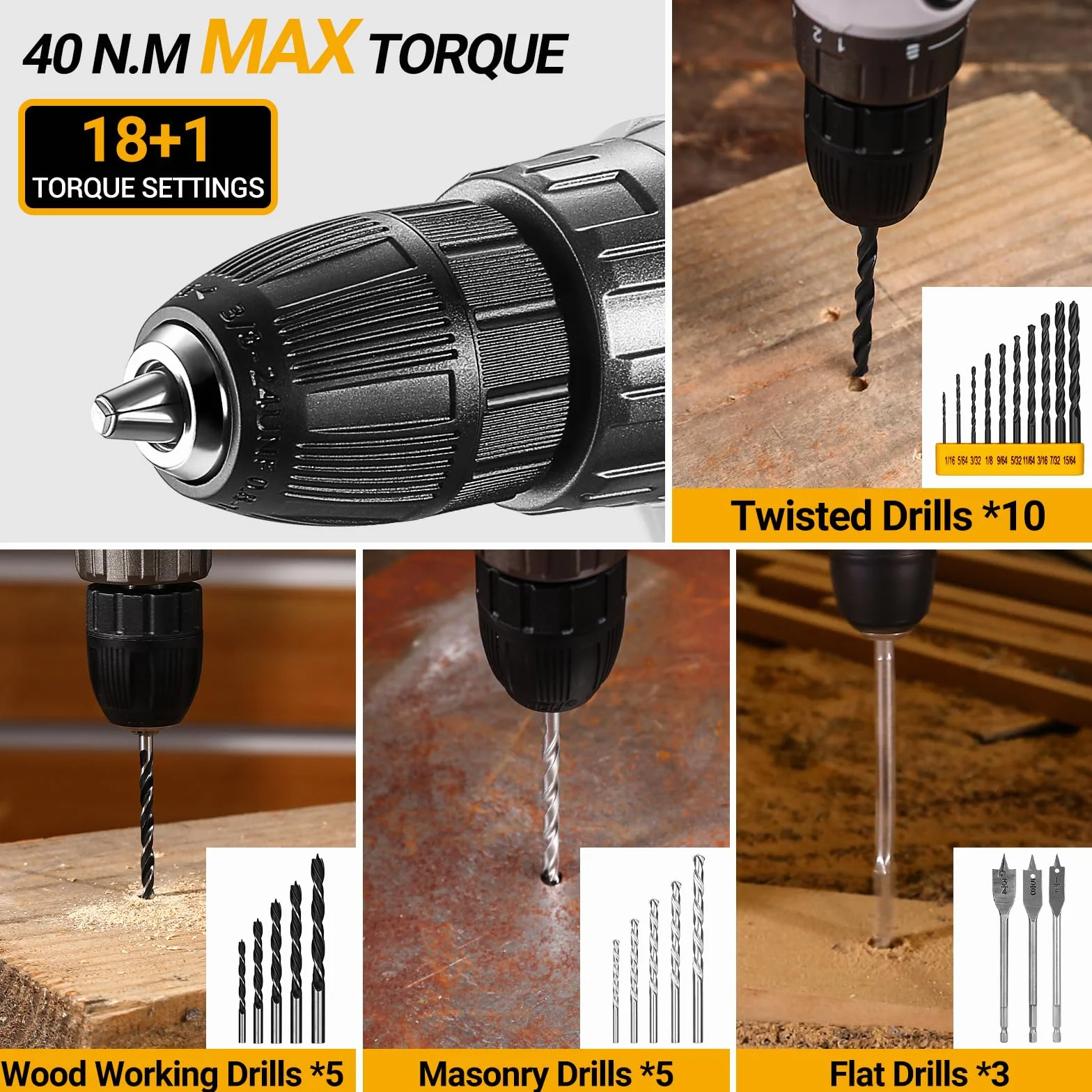 DEKO Caja Herramientas Completa con Destornillador Electrico/Taladro con bateria de 20V, Maletin de 186 Piezas, Caja profesional de herramientas Domésticas de Bricolaje para Oficinas y Jardín