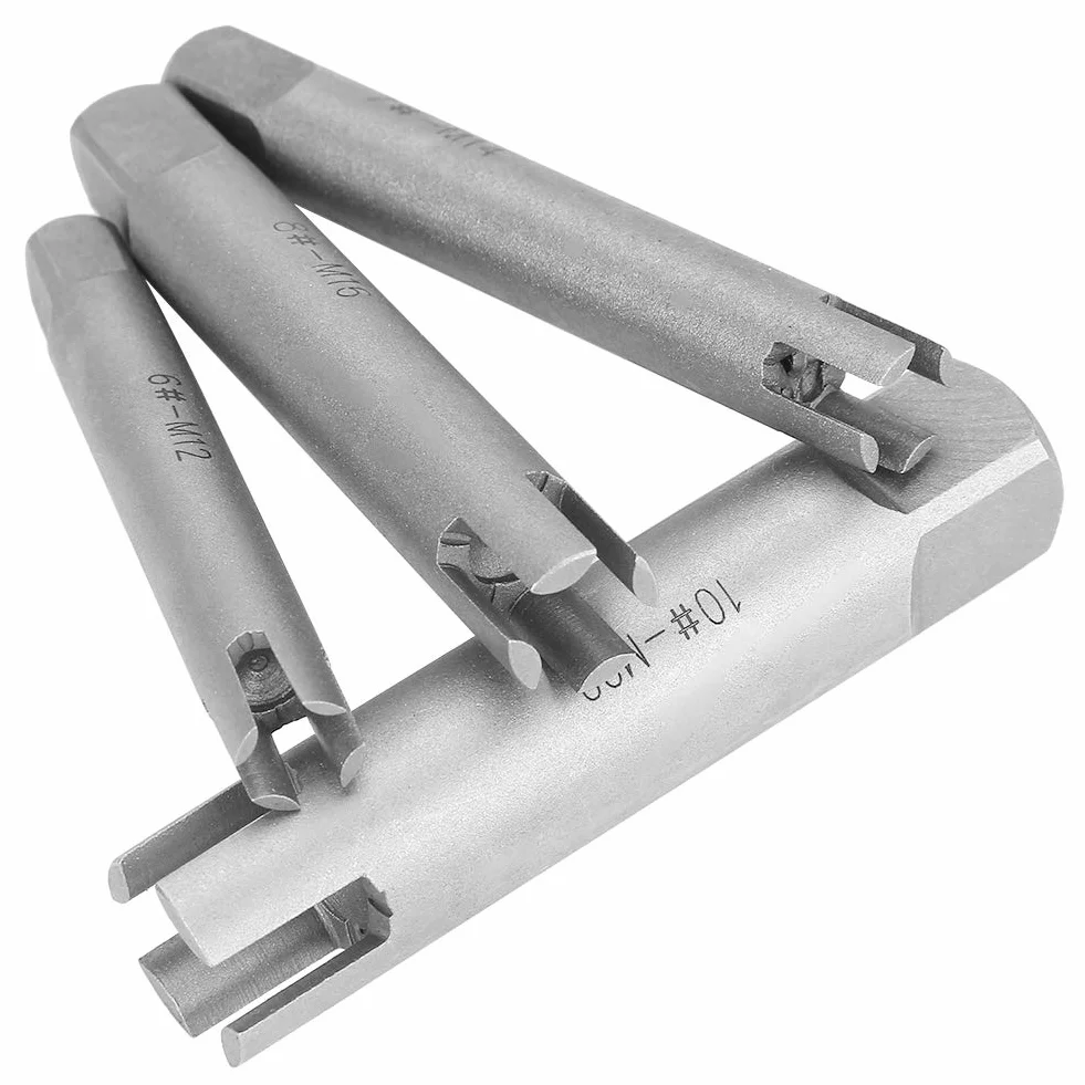 Extractor de Machos de Rosca de Cabeza Rota, Extractor de Tornillos de Acero Juego de Extractor de Machos de Rosca Pelado para Removedor de Tornillos Y Pernos(10Pcs)