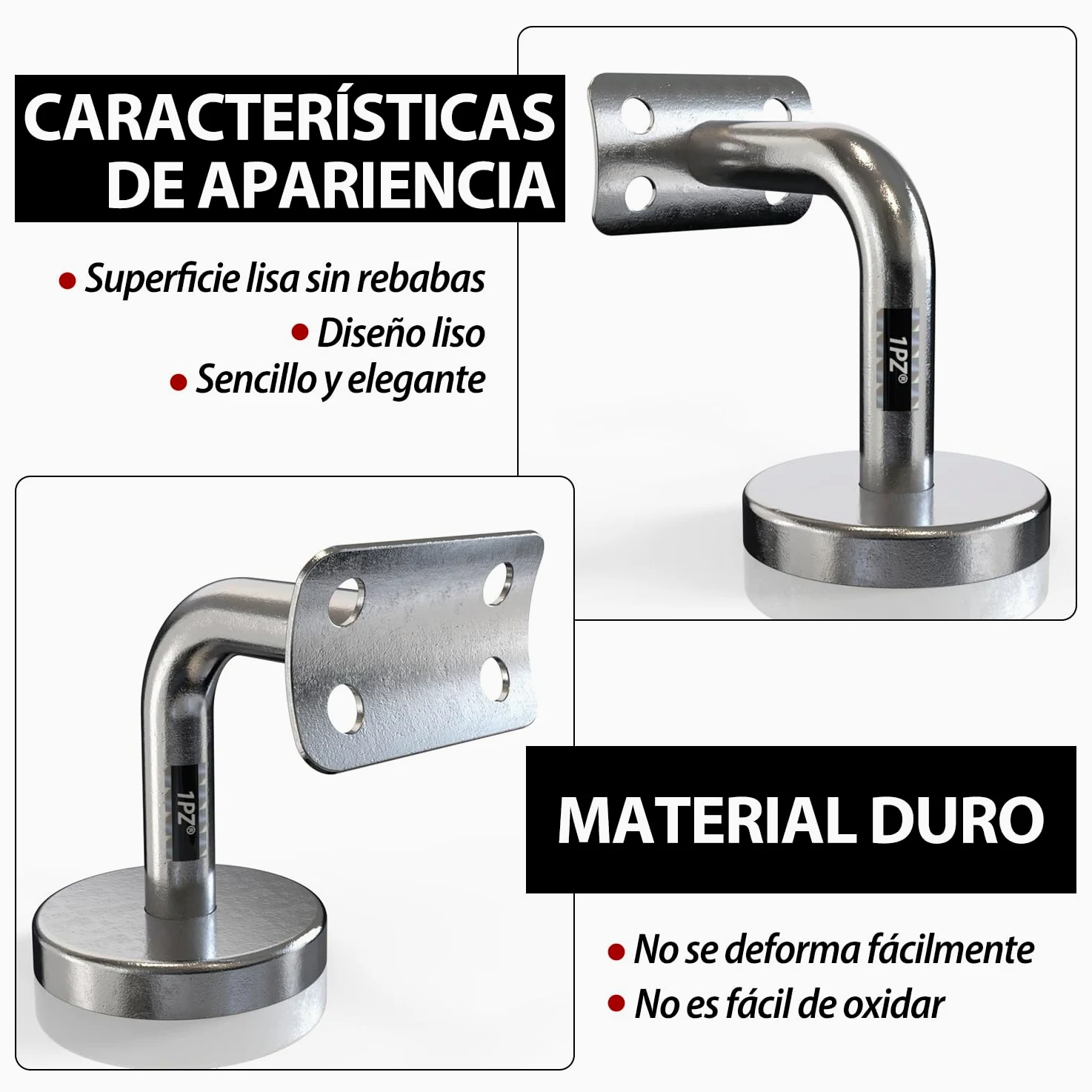 1PZ ES6-WE7 8 Piezas Soporte pasamanos Fijación de barandilla Acero inoxidable Duradero Adecuado para Jardín Balcón Biblioteca Interior Exterior Escalera Pasamanos de forma redonda u ovalada.（plata）