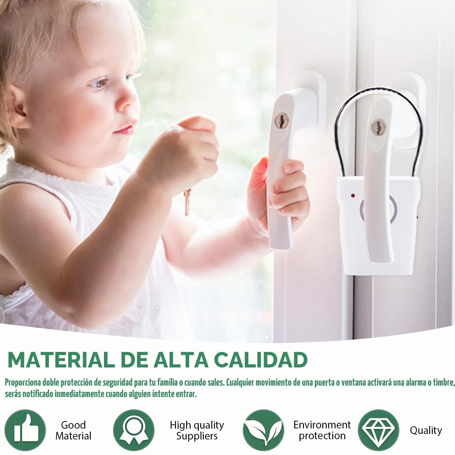 2 piezas de alarma de manija de puerta, alarma antirrobo inalámbrica de 120 dB, sensor táctil y de vibración para puerta y ventana, alerta de seguridad para casa, hotel de viaje, autocaravana, color