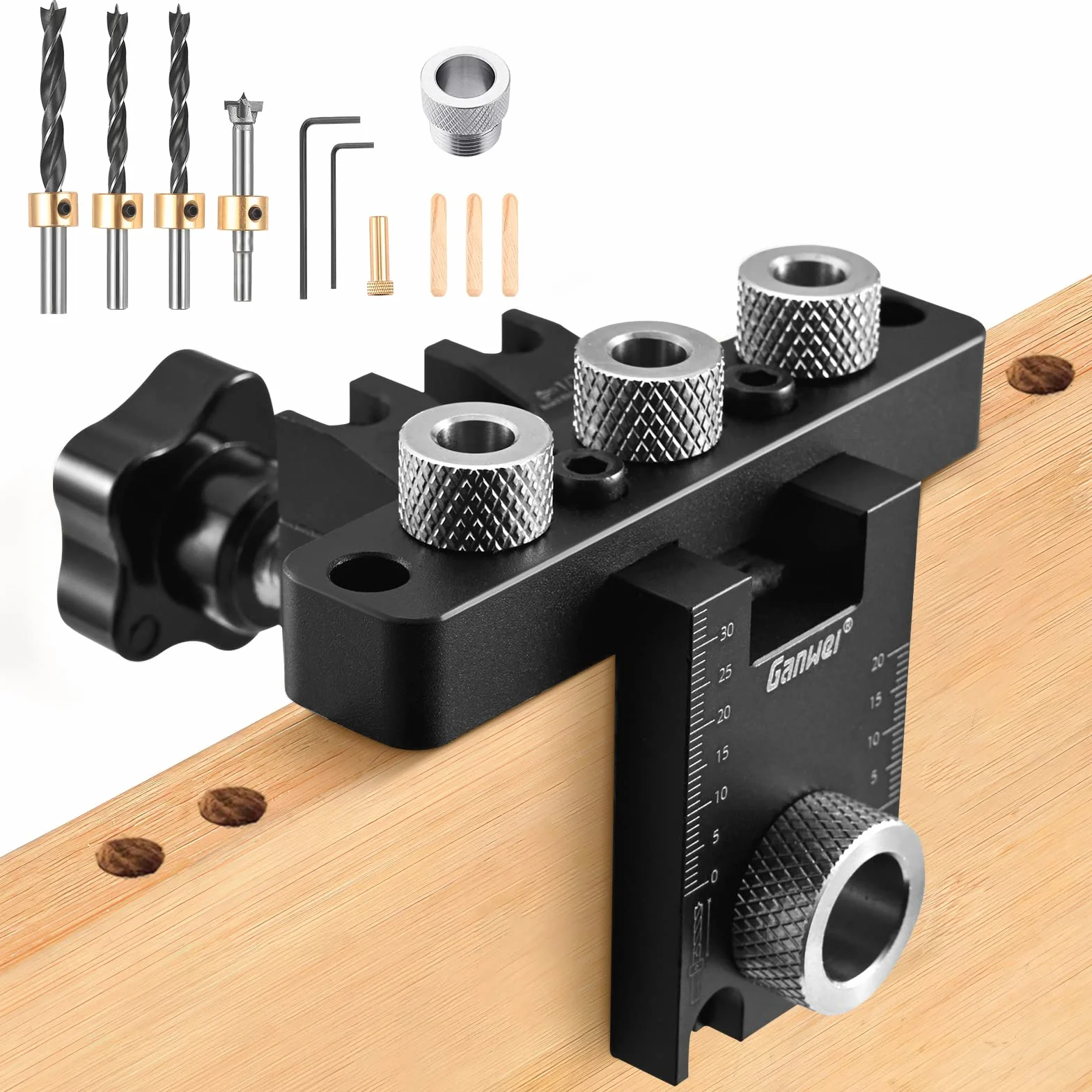 Pocket Hole Jig 3 en 1 Kit de Plantilla de Orificio de Bolsillo con Broca de 8/10/15 mm para Carpintería