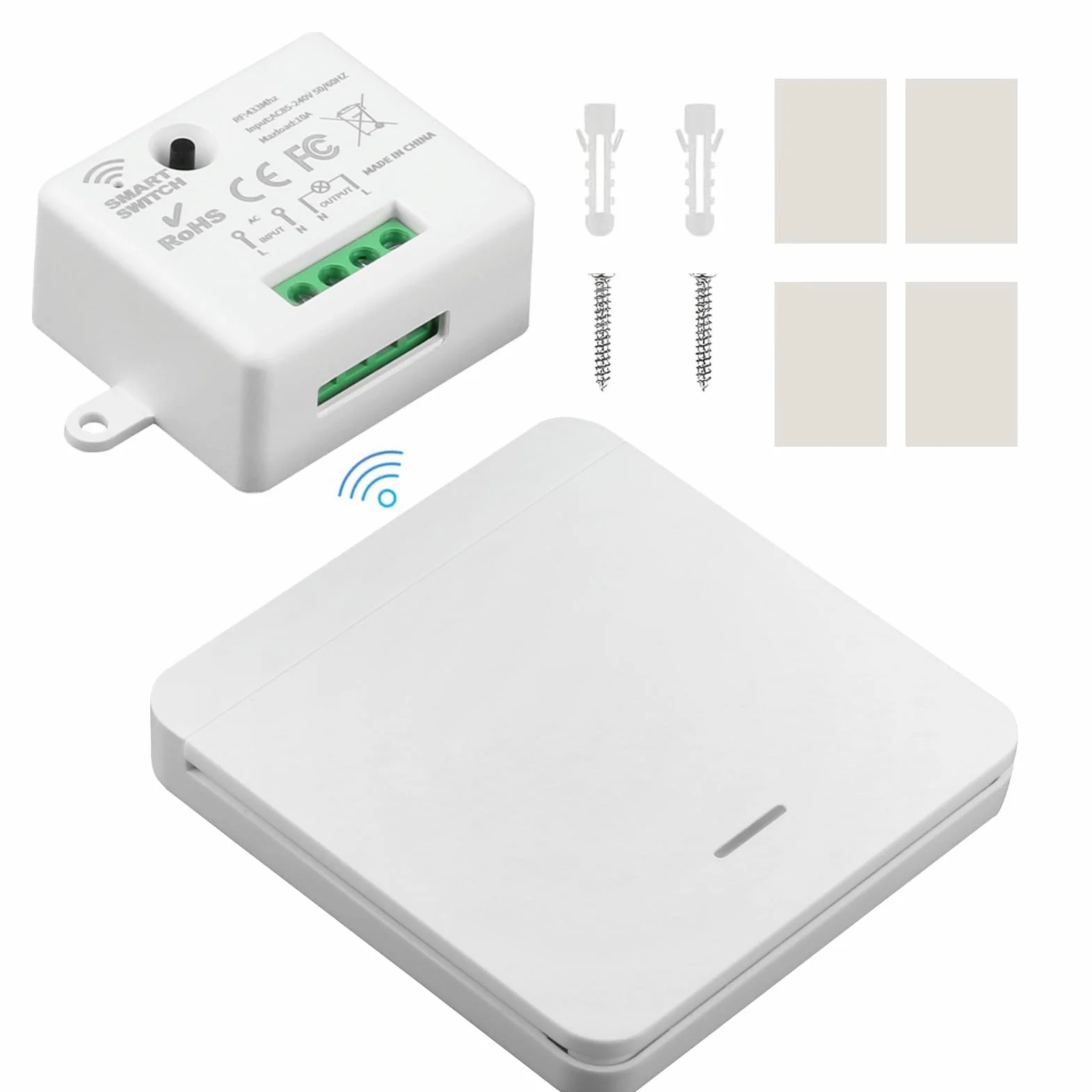 Interruptor de Luz Inalámbrico Kit 433MHz 220V con Receptor, hasta 50m de Alcance