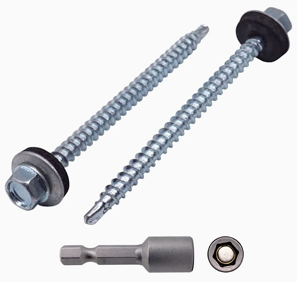 SKIR'CO (70 piezas) Tornillos para techos chapados en zinc, tornillos autoperforantes de 4,8 x 70 mm con arandelas de sellado EPDM