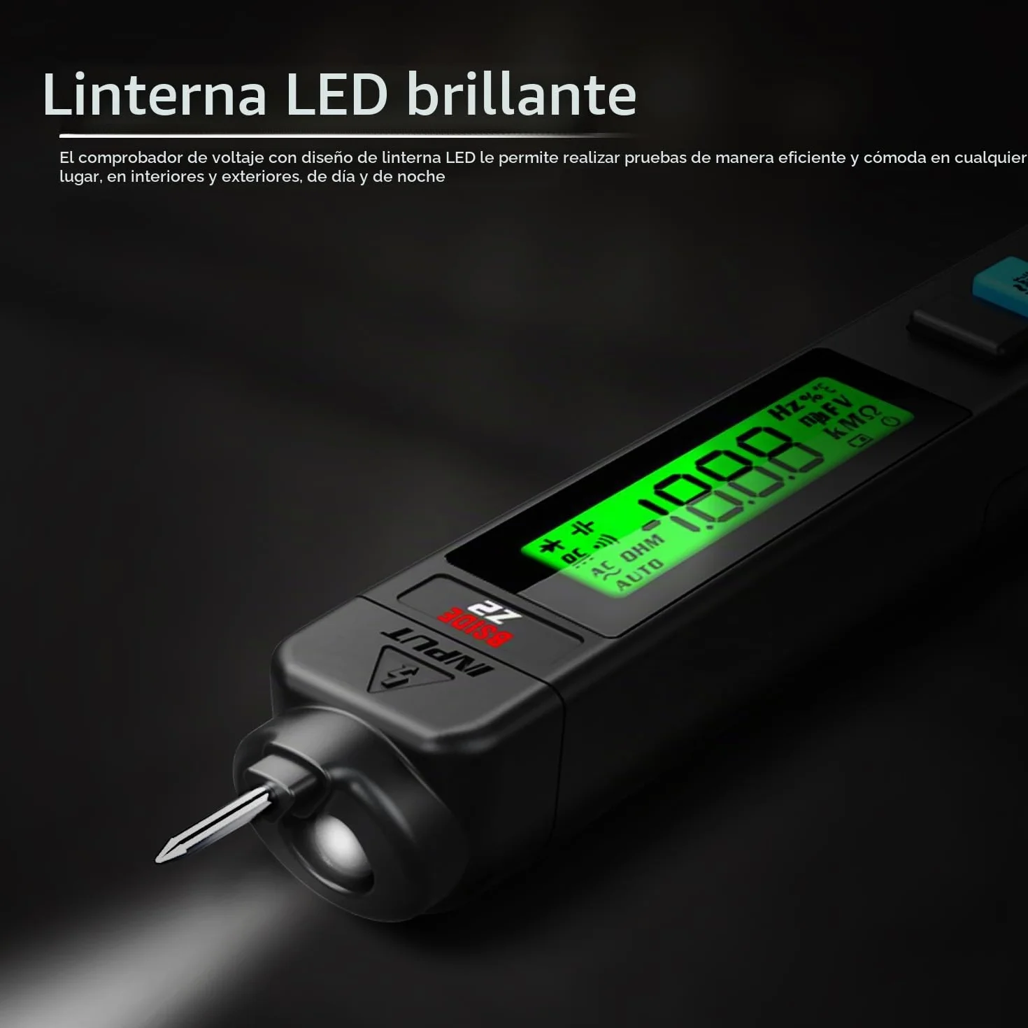 BSIDE Z2 Detector de Electricidad Sin Contacto Bolígrafo Probador de Voltaje AC 12-300V con Zumbador y Alarma Visual Medidor de Fugas Electricas Unipolar con Linterna y Batería para Casa