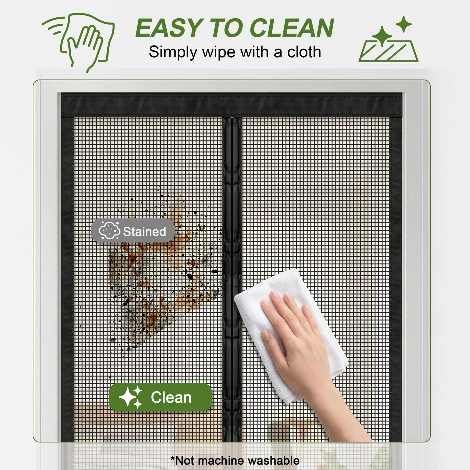 MYCARBON Mosquitera Puerta Magnetica de Fibra de Vidrio Material Ignífugo Mosquiteras para Puertas Resistente a Arañazos de Gatos, Anti UV, con Cinta Adhesiva, 120x220cm, Negra