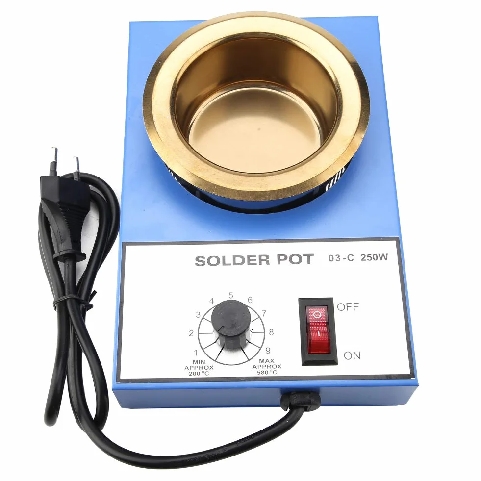 Olla de soldadura, baño de desoldar de 220 V y 100 mm con capacidad de 800 g 1200 g para baño de soldadura y soldadura (enchufe de la UE)(250W)