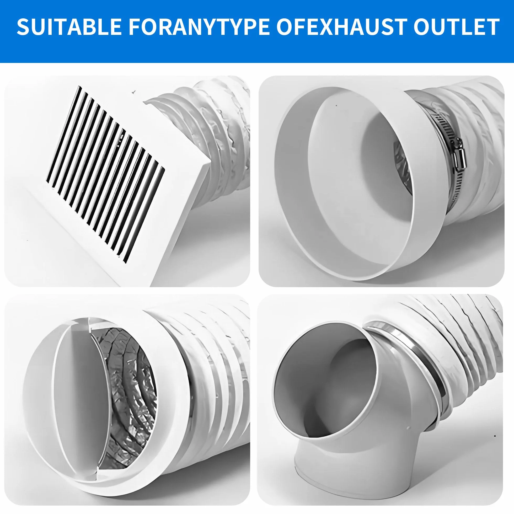 Tubo Flexible 100 mm x 3 m con 2 Abrazaderas Acero Inox – Tubo PVC-Aluminio para Sistemas de Ventilación, Climatización y Secado,Tubo Campana Extractora