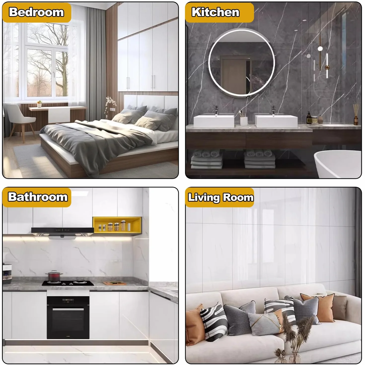 B,10 Piezas De Papel Tapiz De Mármol para Pelar Y Pegar Azulejos De Pared para Cocina Y Baño Calcomanías De Azulejos De Mármol A Prueba De Aceite Pegatina De Baño Decoración