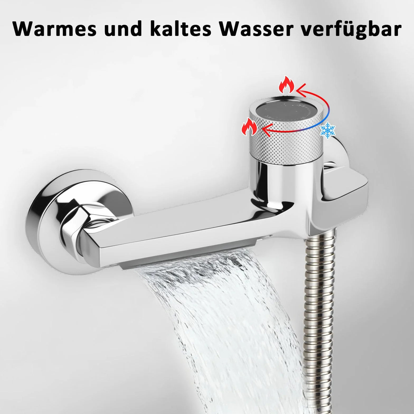 Grifo de bañera cascada con termostato de 2 salidas, grifo de ducha con botón de seguridad, grifo mezclador para bañera y ducha, montaje en pared, grifería para bañera y baño, cromado