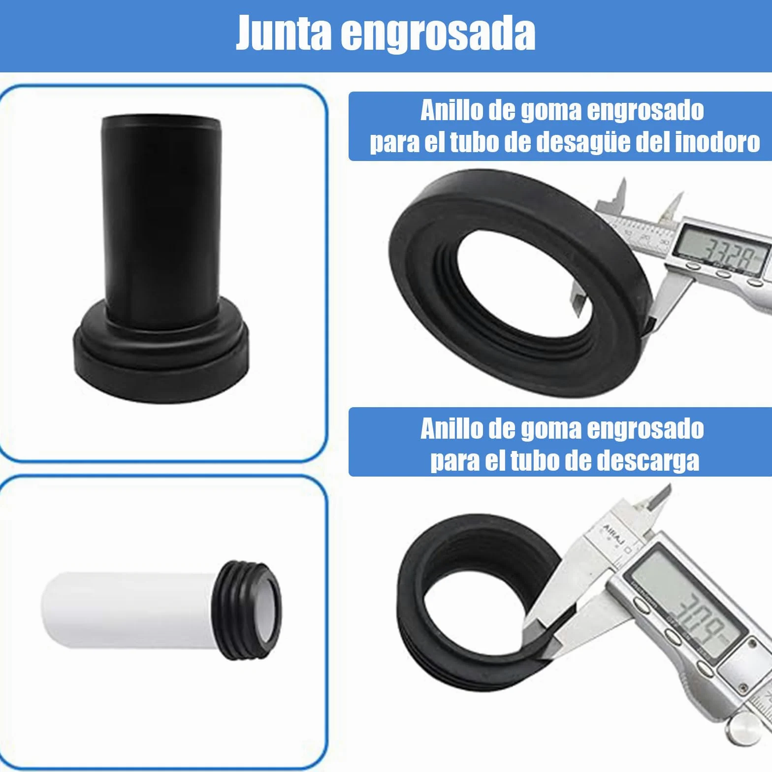 Juego de conexión WC suspendido, compatible con Geberit 152.426.46.1, para tubo PE d90/110, incluye kit de conexión, aislante acústico y accesorios de montaje
