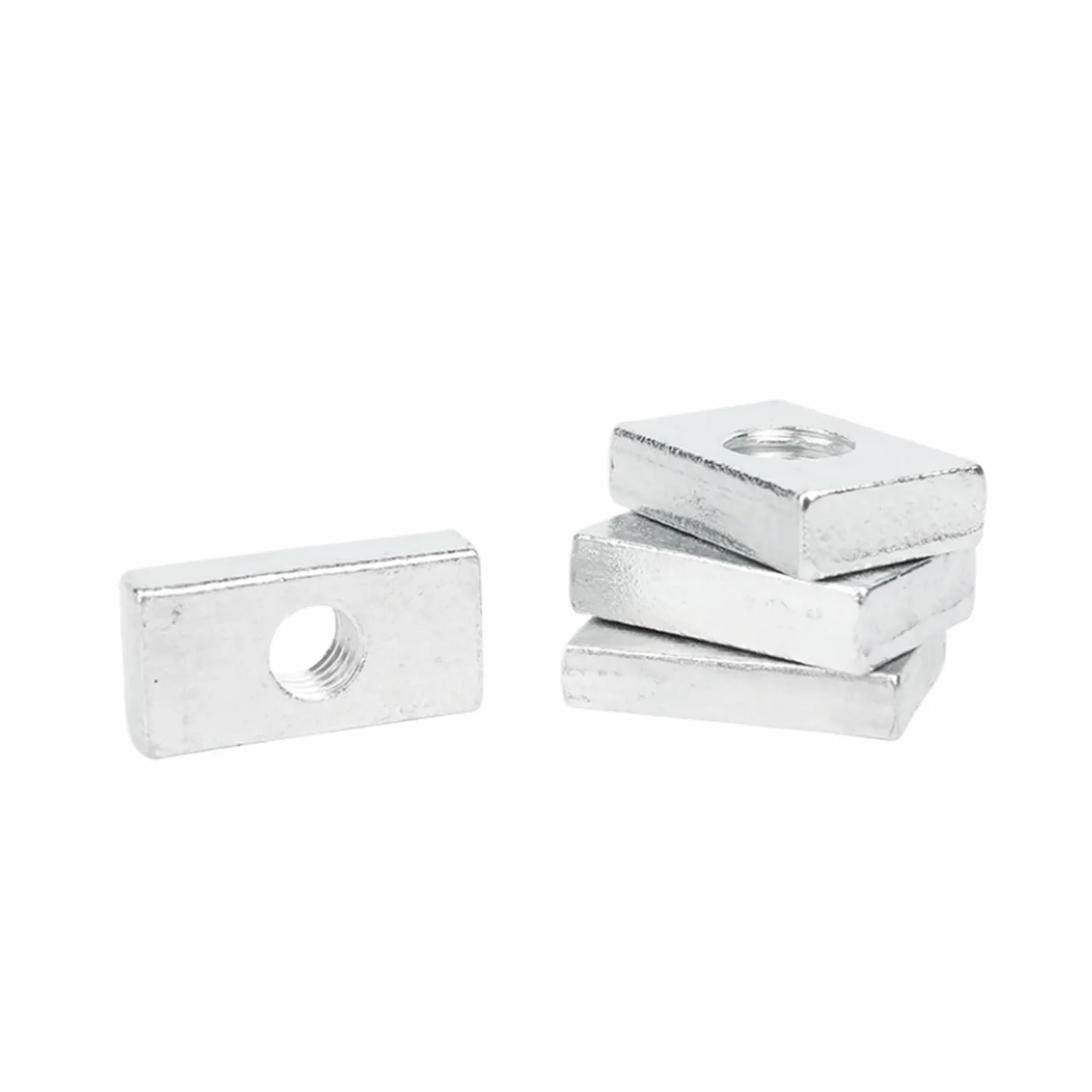 Tuercas cuadradas, Bloque Deslizante cuadrangular galvanizado de Acero al Carbono M8 M10 (5/10 Piezas)(M8x15x20x4)