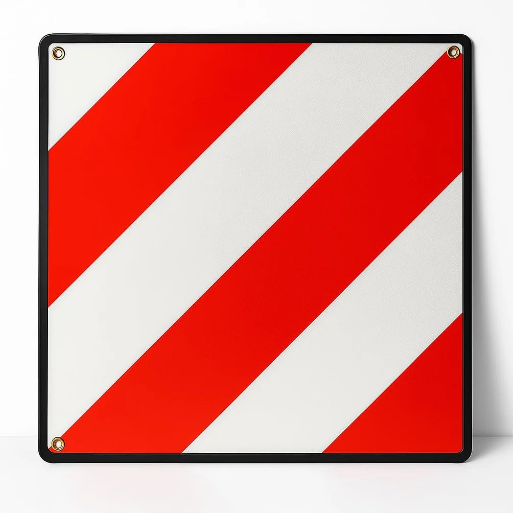AUTOZOCO Placa V20, Señal Portabicicletas, Señalización Carga Saliente, panel trasero de señalizacion V20 vehículos, Plástico ABS Flexible, Señal V20 perforada, Tamaño 50 x 50 cm, Homologada