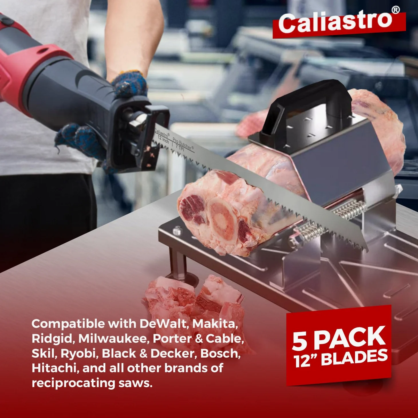 Hojas de sierra de corte de carne de acero inoxidable de 12 pulgadas para sierras alternativas y Sawzall, paquete de 5