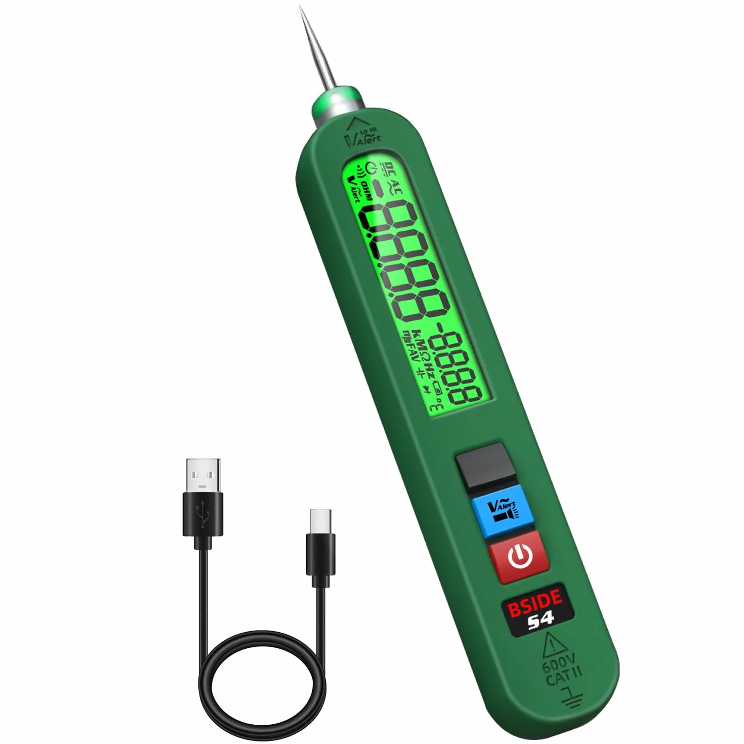 BSIDE S4 Bolígrafo Detector de Voltaje Sin Contacto AC 12V-300V Recargable con LCD y Linterna