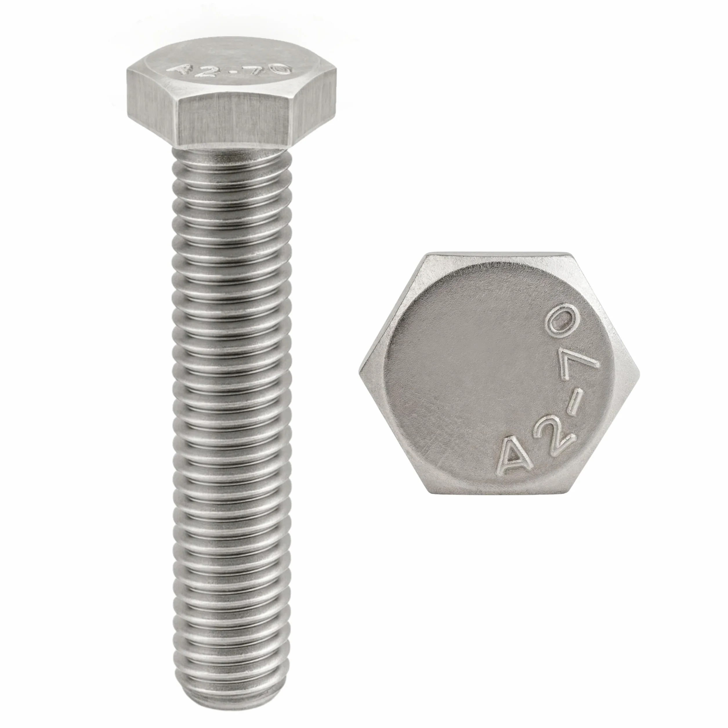 Tornillos de acero inoxidable M16x70 mm con rosca completa, cabeza hexagonal (M16 x 70) - Acero inoxidable A2 (304) - Tornillo de cabeza H (TH) - DIN 933: LOTE DE 10 piezas