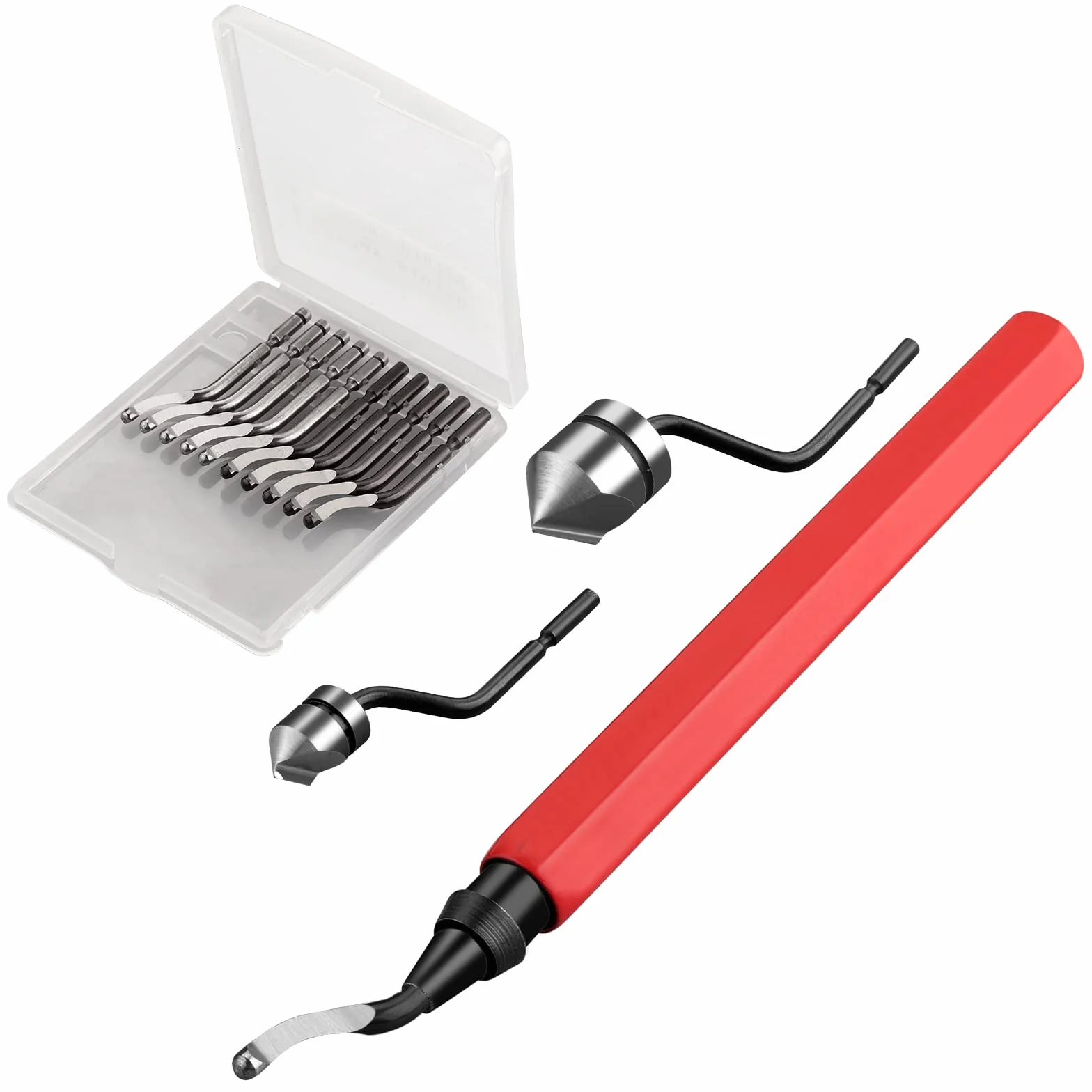 XUNTOP Herramientas de Desbarbado, 13Pcs Desbarbador Metal con Cuchillas BS1010 y BS1018 Herramienta de Desbarbado de Bordes para Limpiar Tubos de Latón, Acero, Aluminio, Cobre o PVC