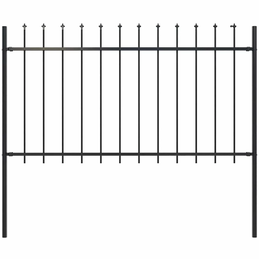 vidaXL Valla de Jardín con Puntas de Lanza Acero Cercado de Metal Paneles Valla Barrera Perimetral Segura Ocultación Decorativa Estable Negro 1.7x1m