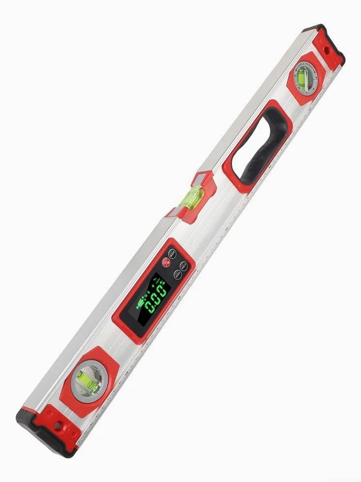 Nivel digital electrónico, regla de nivel de aleación de aluminio de 200 mm a 600 mm con buscador magnético de pendiente y medidor de ángulo impermeable para uso de nivelación digital de tres pulgadas