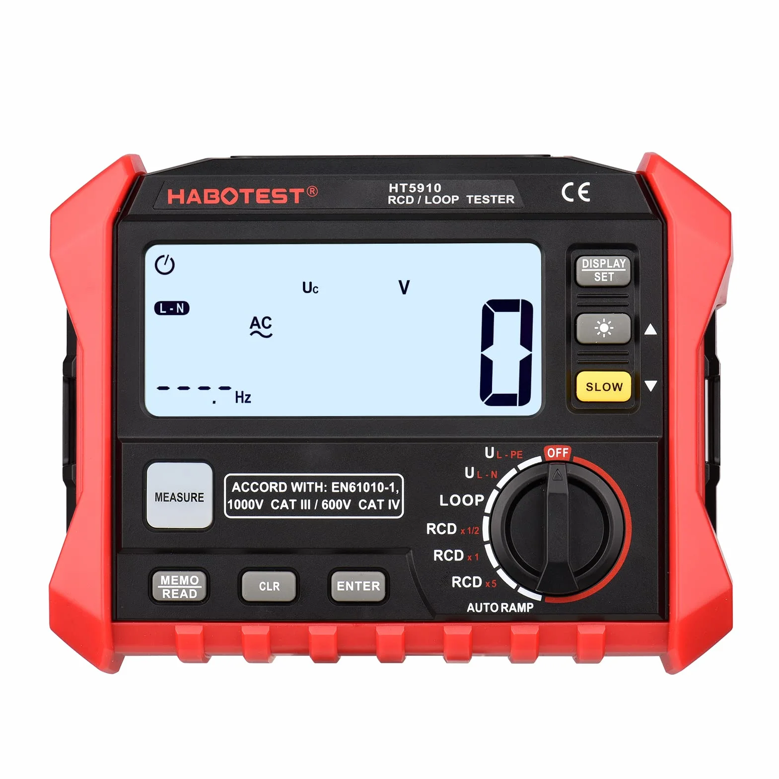 Irfora HT5910 Medidor de Resistencia Digital LCD 4,7 Pulgadas Probador de Interfaz a Tierra RCD Bucle 1000 Almacenamiento Datos Megohmímetro Voltímetro Retroiluminación