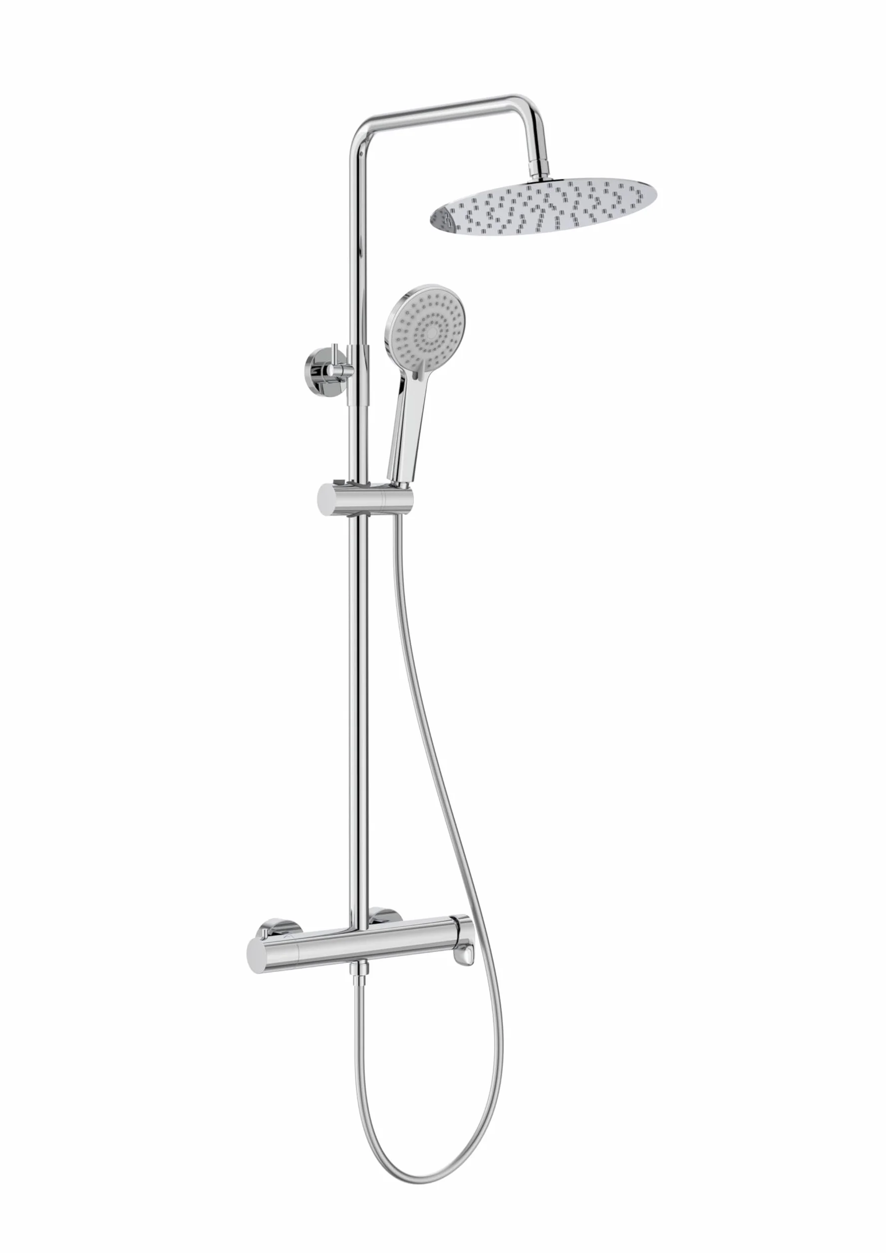 Roca Vega Plus Round Columna de Ducha Cromada con Rociador Superior y Mango de Ducha | A5A9A6EC00