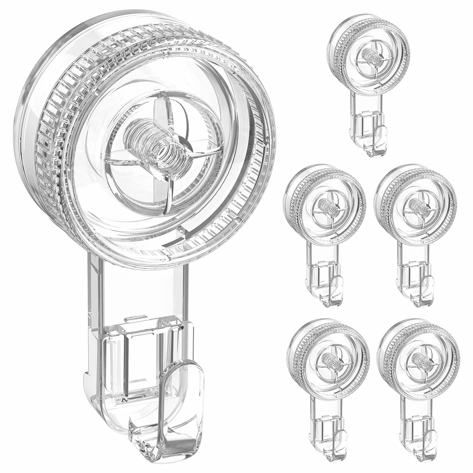 Luxear Ganchos Ventosa de Baño para Toallas 6 Piezas Colgador Ventosa | Perchero Ventosa Giratorio para Toallas Albornoz, Percha Resistentes para Cocina Baño Pared Azulejos Vidrio, Transparente