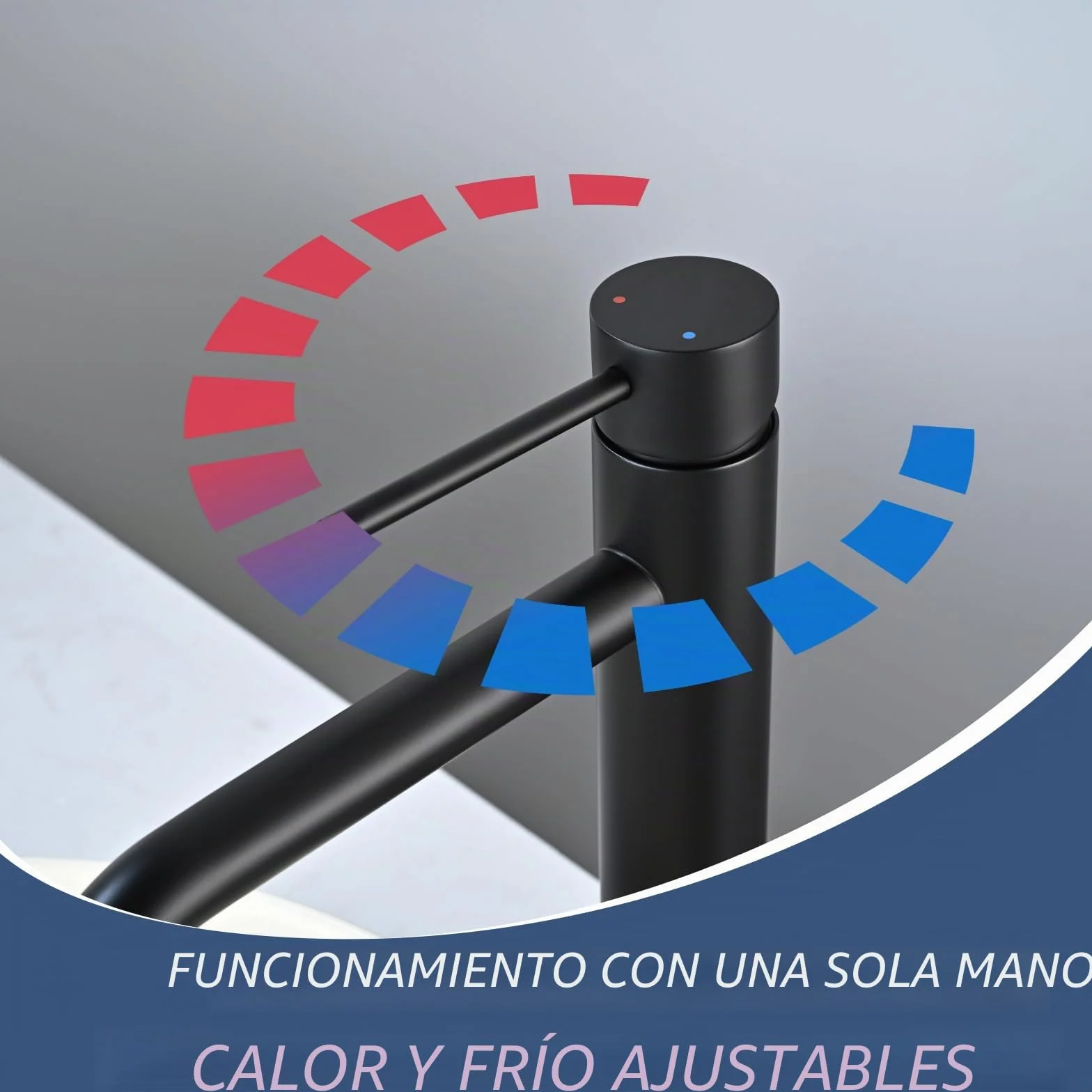 Grifo Lavabo Alto Negro Mate, DETBOM Grifo Monomando Lavabo Agua Fría y Caliente, Grifos para Lavabo de Encimera, Mezclador de Baño de Acero Inoxidable 304, Aireador Extraíble, Altura de Caño 204mm