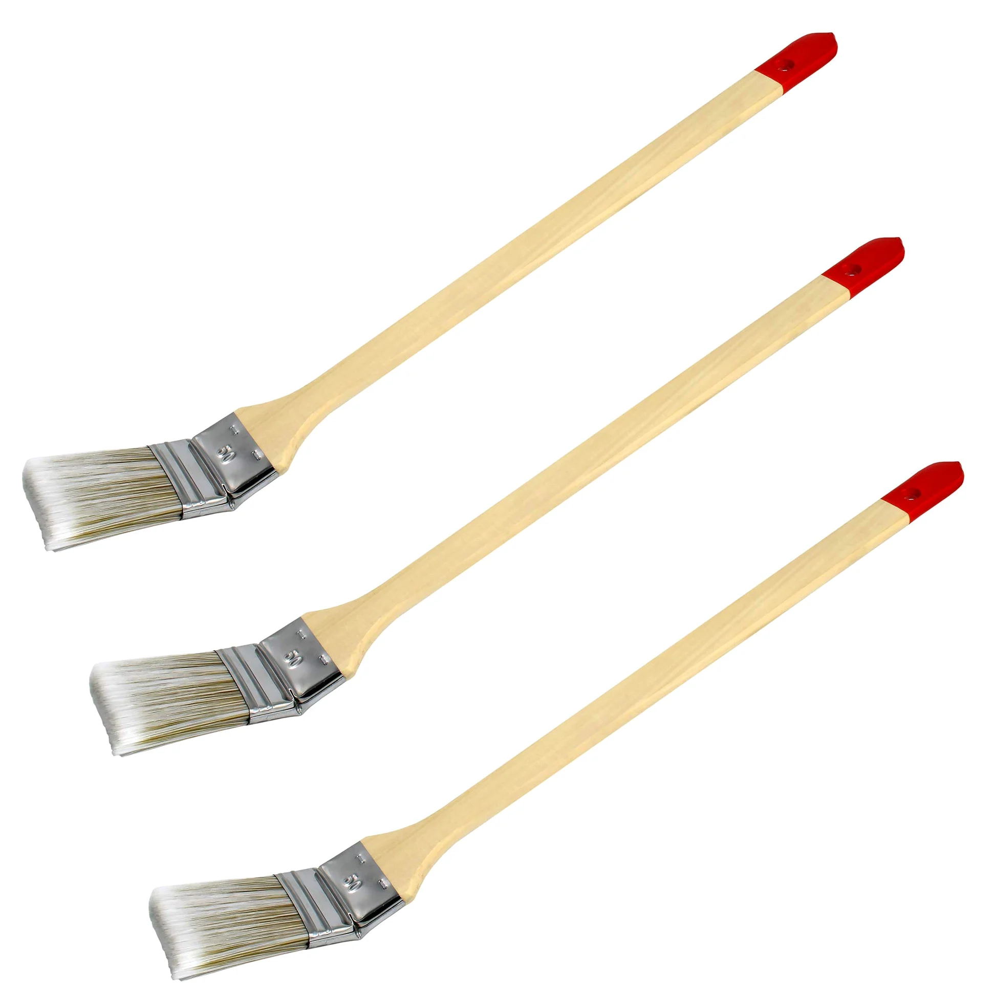 3 pinceles para radiadores de 50 mm de ancho (50 cm de largo, con cerdas chinas, para esquinas, mango de madera).