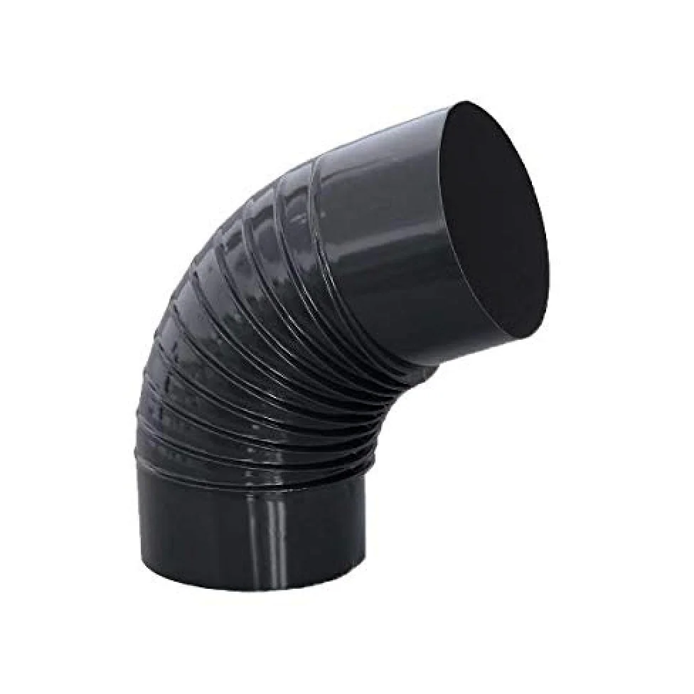 Codo 90° en color negro vitrificado 900°C-Ø150 mm - para conductos de estufas y chimeneas