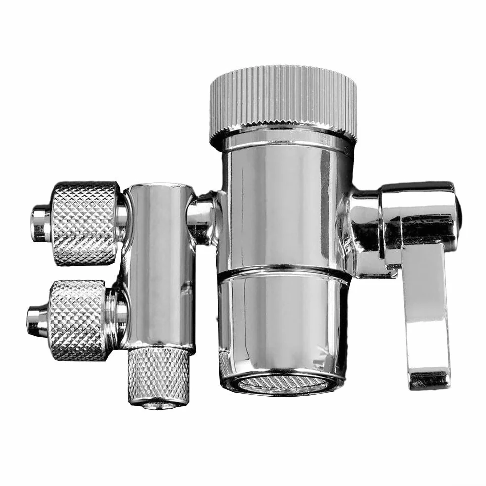 Válvula desviadora de filtro para Amway Espring, flujo bidireccional de 3/8 pulgadas y 5/16 pulgadas, mango de metal, se adapta a conexiones de grifo M22 x M24, compatible con sistema Ro de