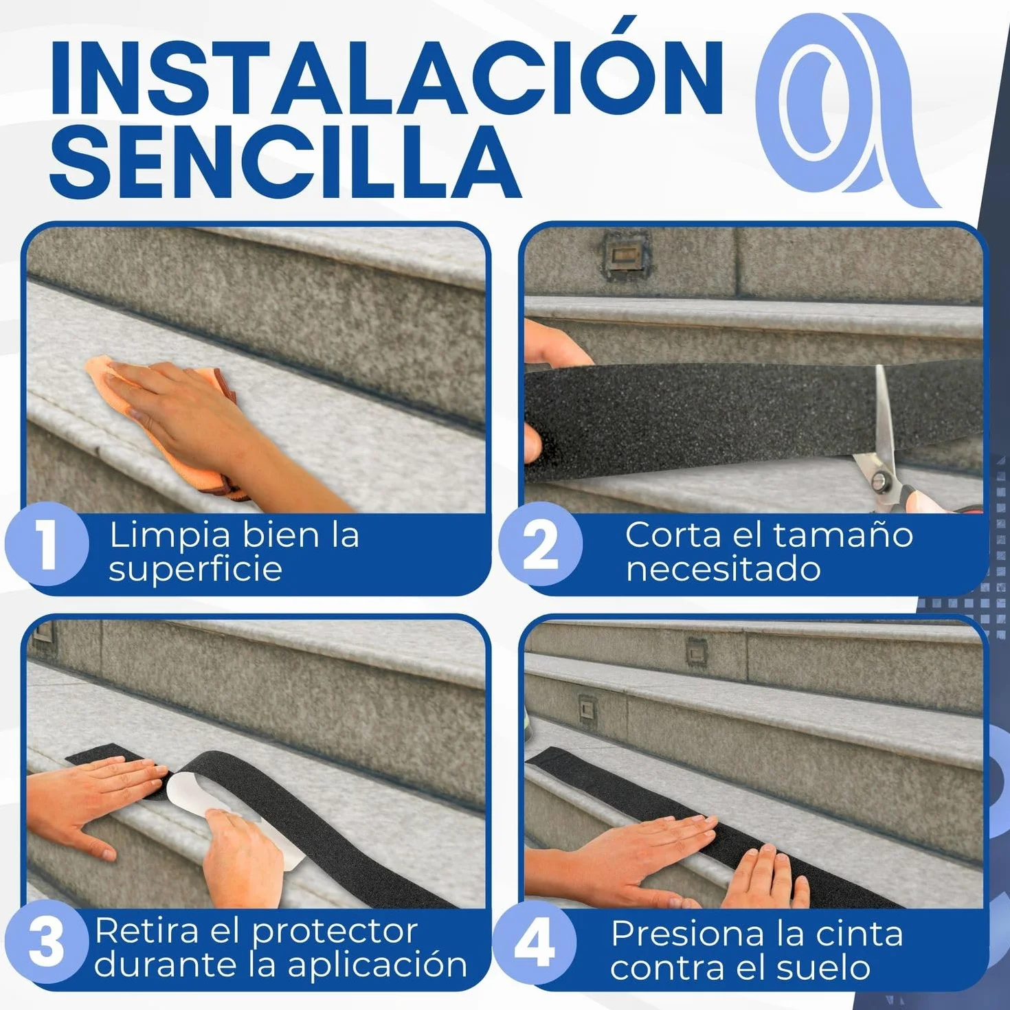 Cinta Antideslizante Escaleras Suelo Exterior 10 Metros 5cm x 10m Rollo Seguridad